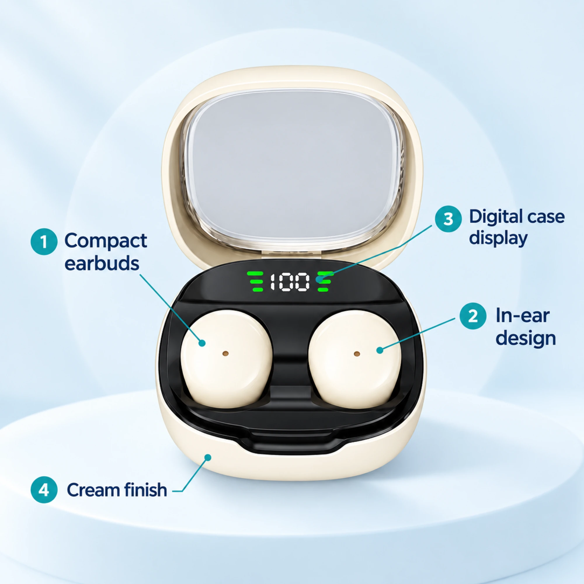 Mini Sleep Earbuds with Digital Display Case — alternate view