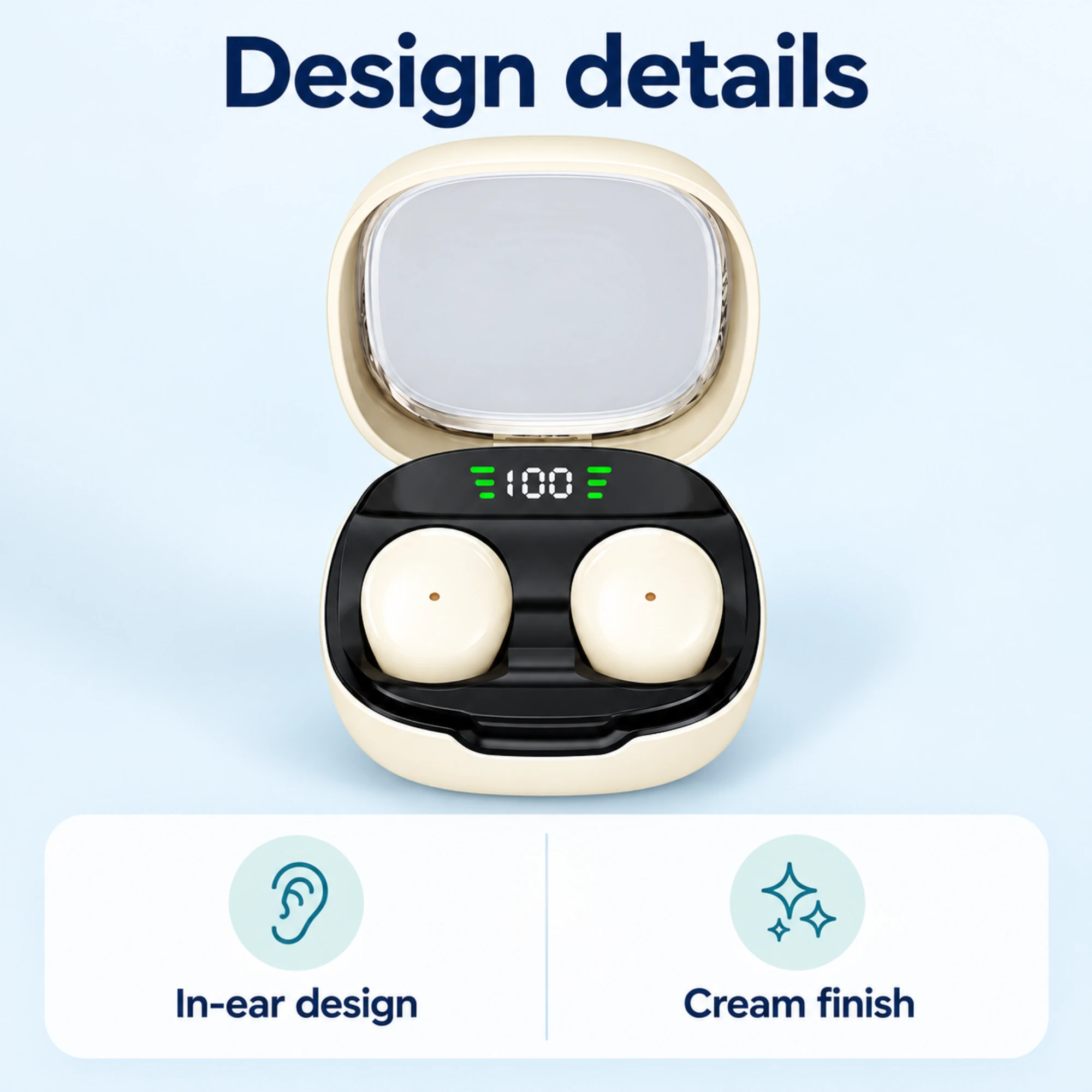Mini Sleep Earbuds with Digital Display Case — design details