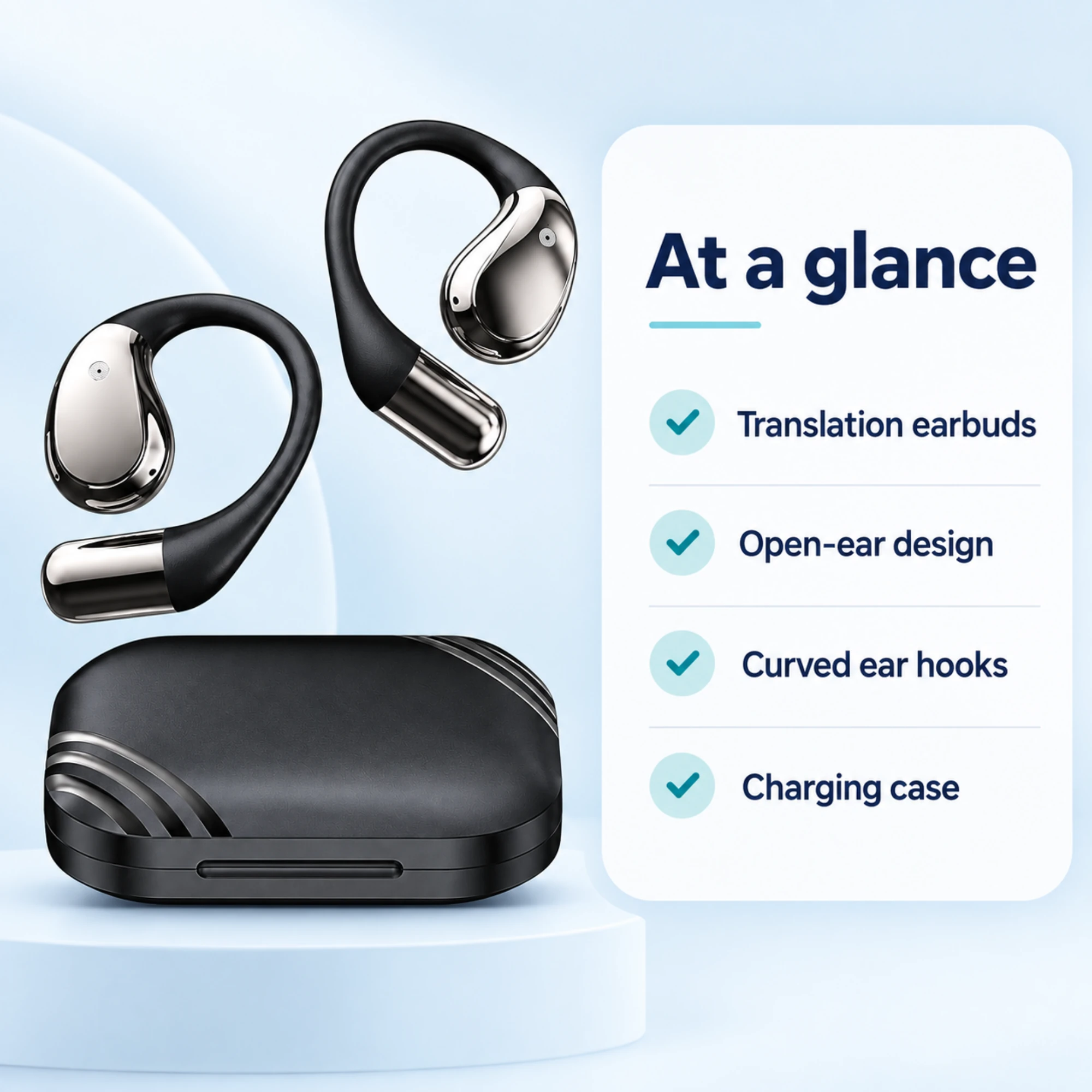 X5S Open-Ear Translation Earbuds — at a glance