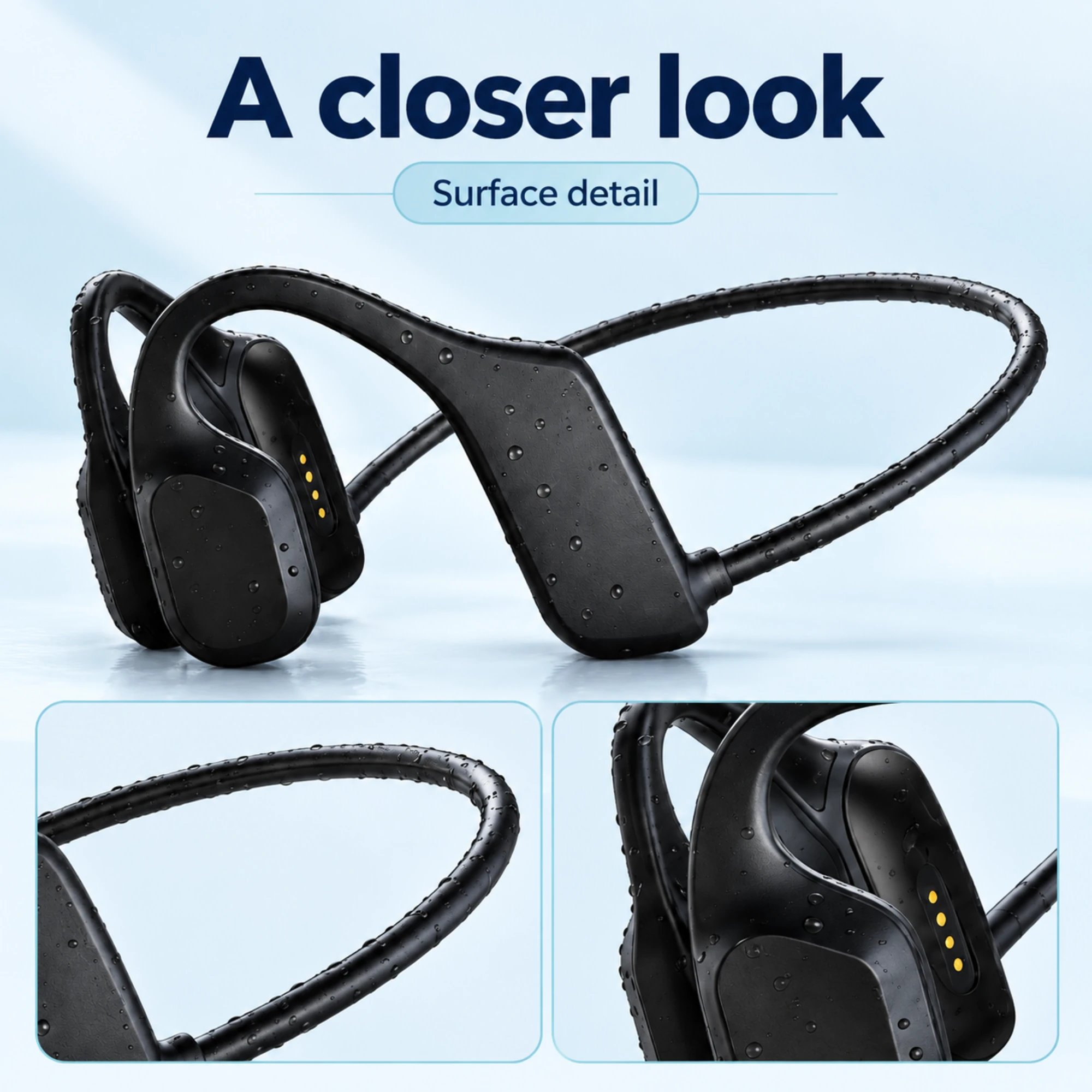Black Bone Conduction Headphones — surface detail
