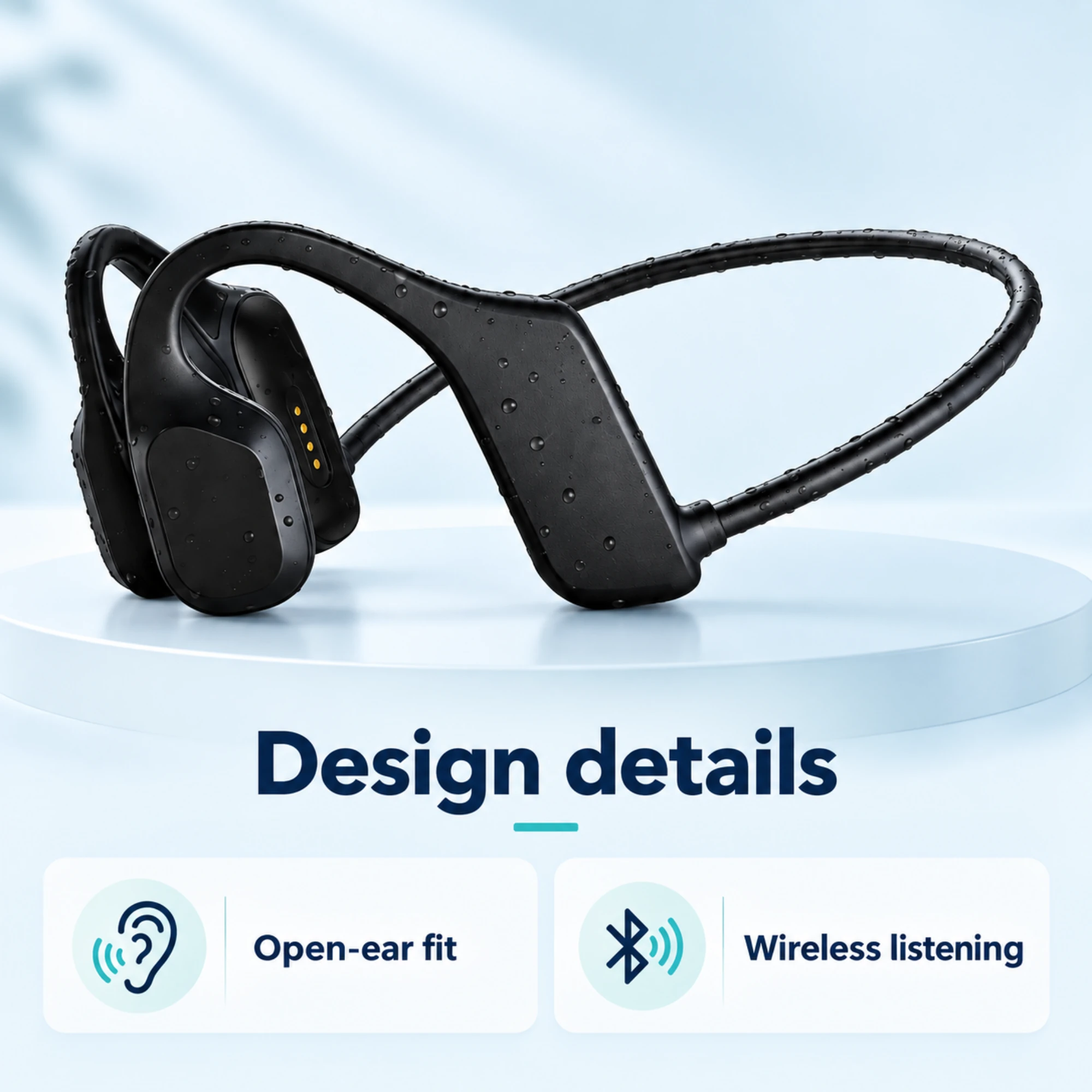 Black Bone Conduction Headphones — design details