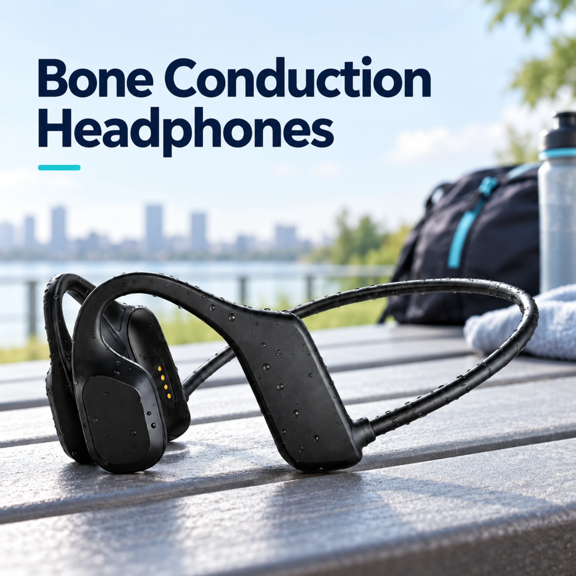 Black Bone Conduction Headphones — lifestyle