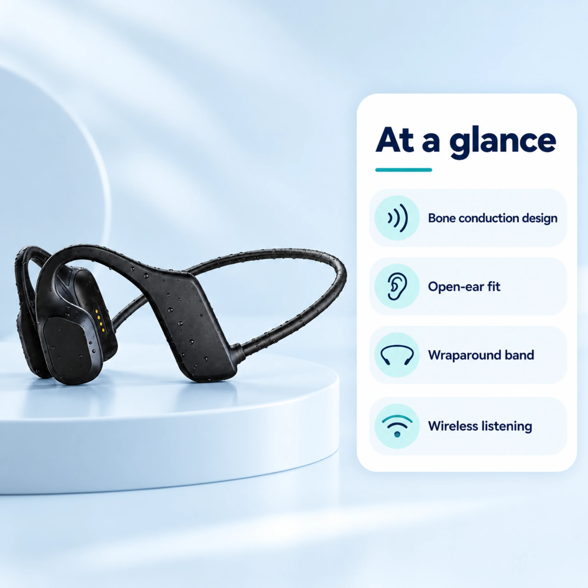 Black Bone Conduction Headphones — at a glance