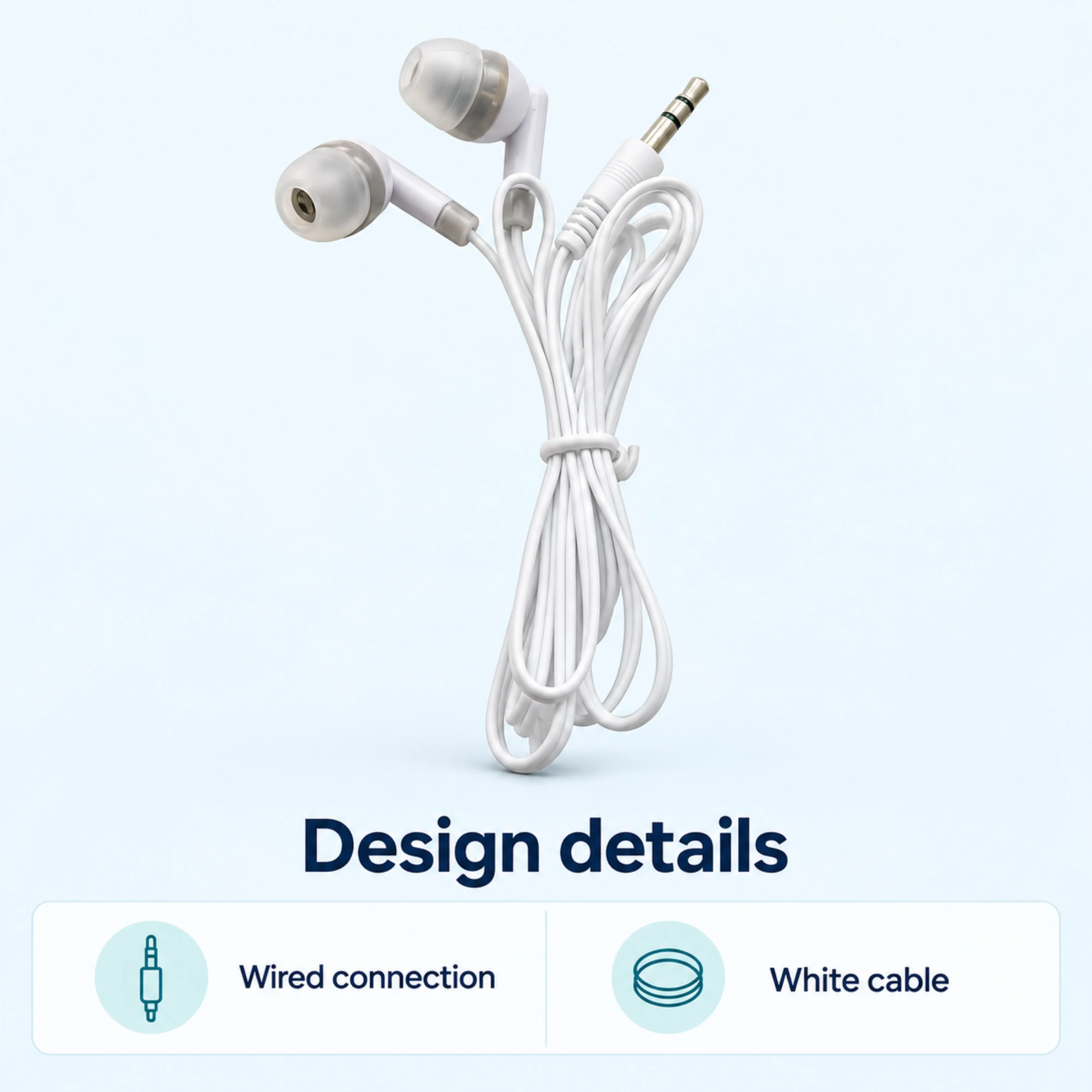 White 3.5 mm Wired Earbuds — design details