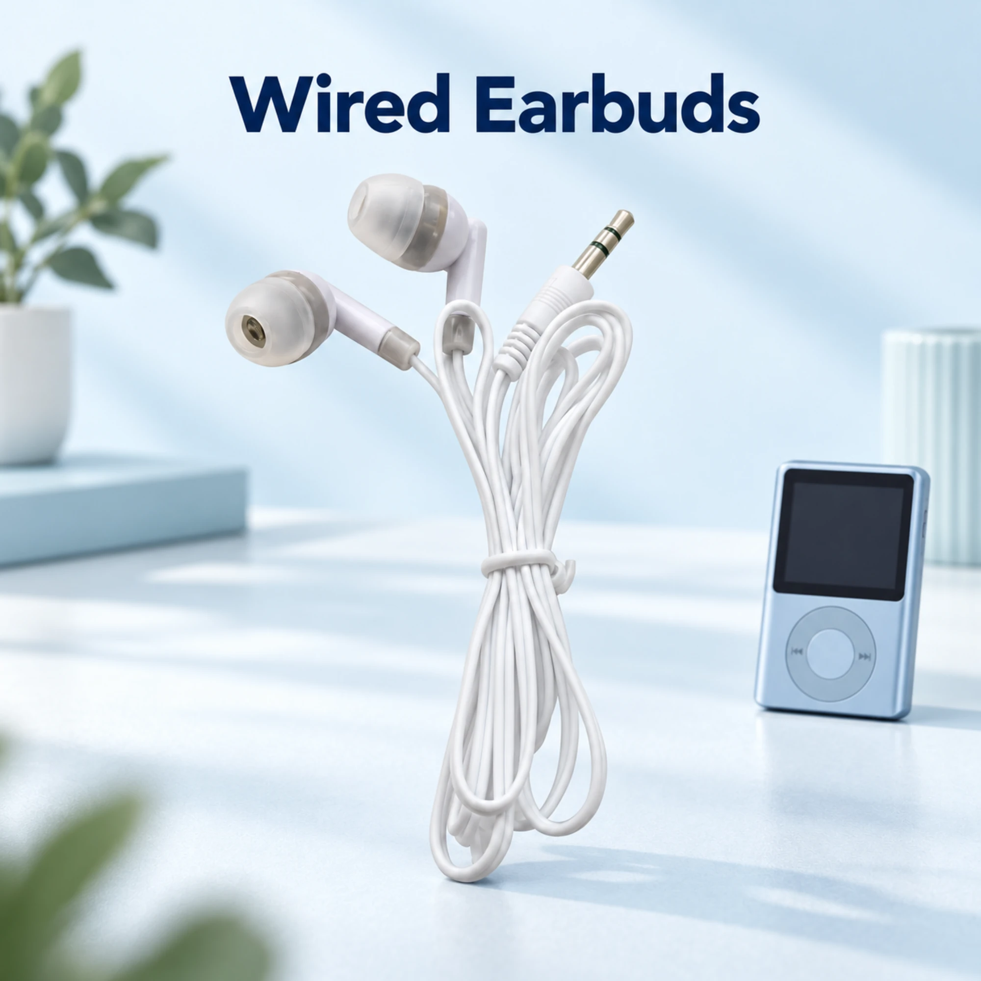 White 3.5 mm Wired Earbuds — lifestyle