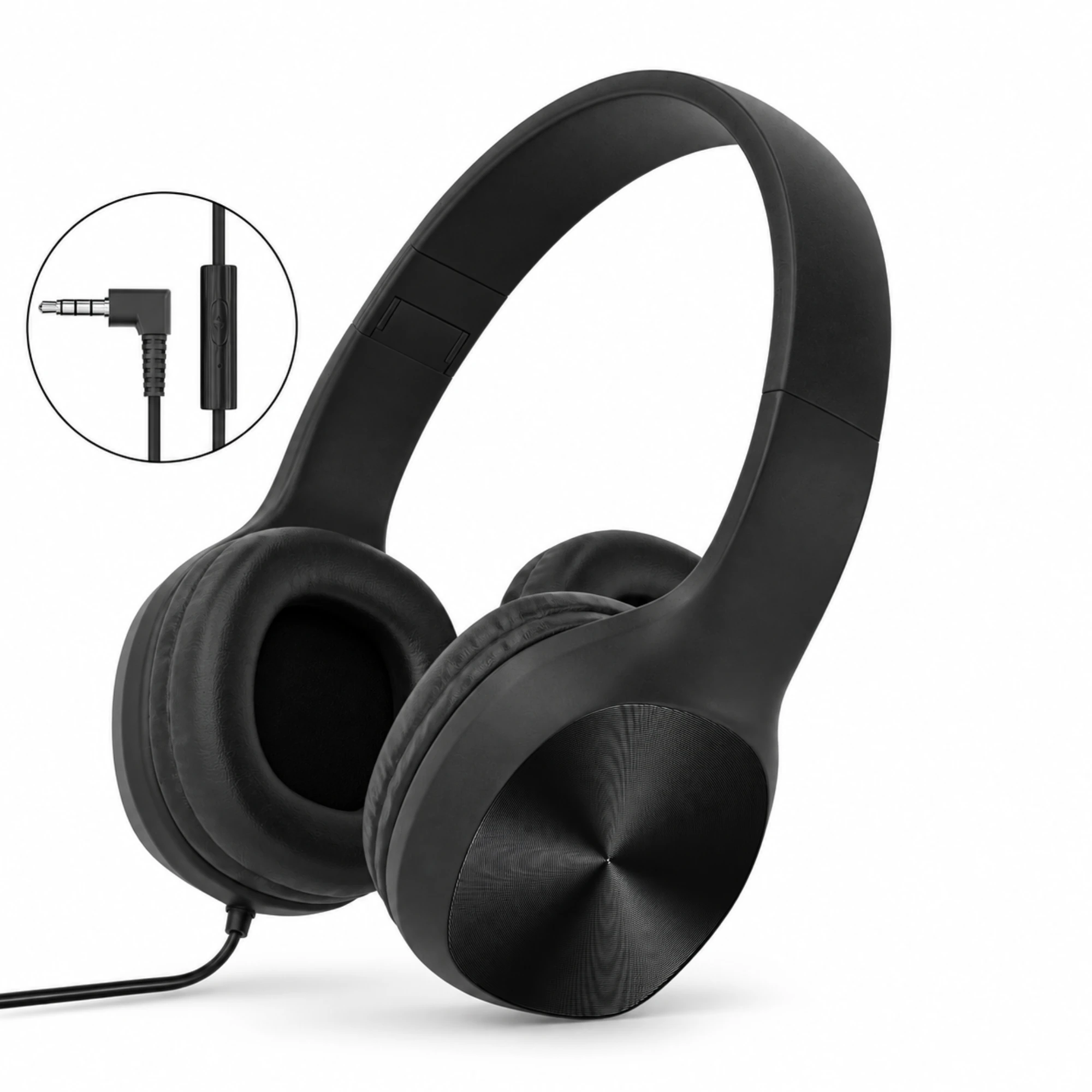 Black Wired Headphones with Inline Control