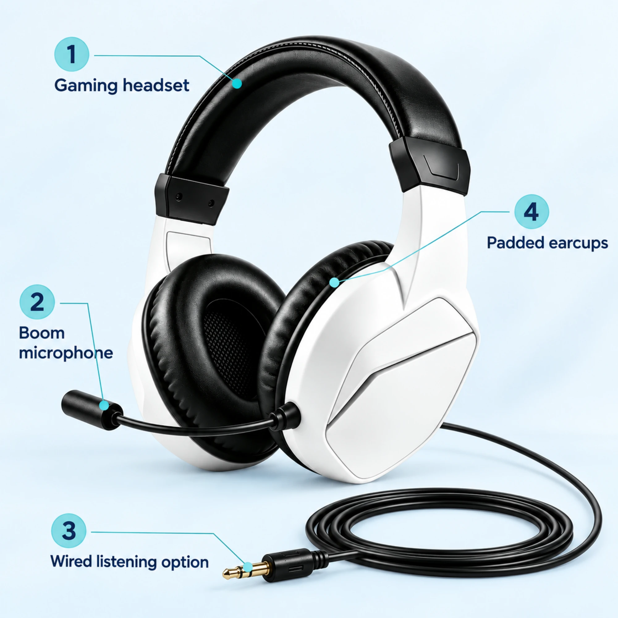 Wireless Gaming Headset with Boom Microphone — alternate view