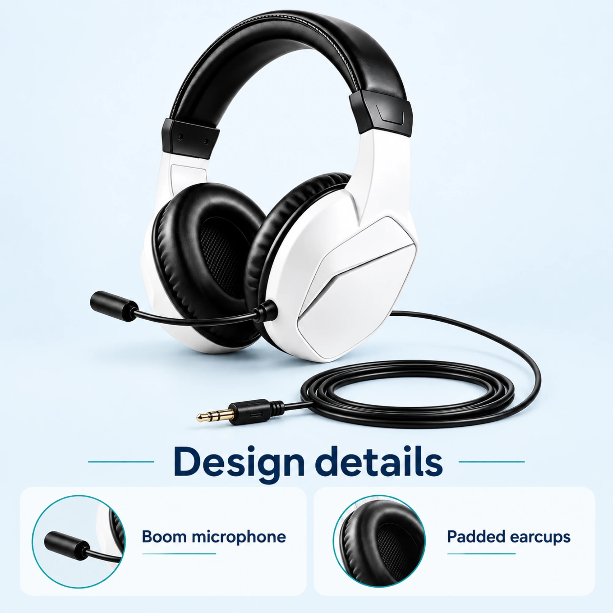 Wireless Gaming Headset with Boom Microphone — design details