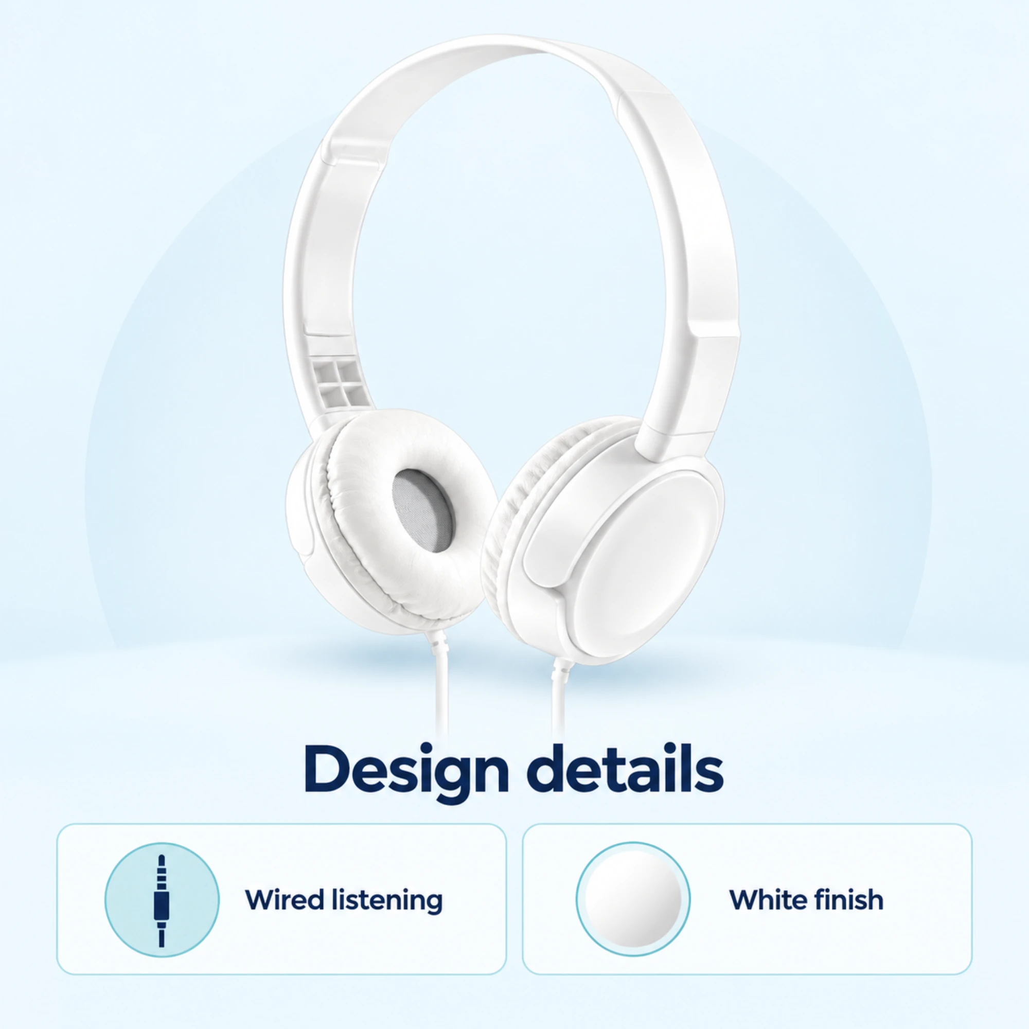 MZ-026 White Kids Headphones — design details