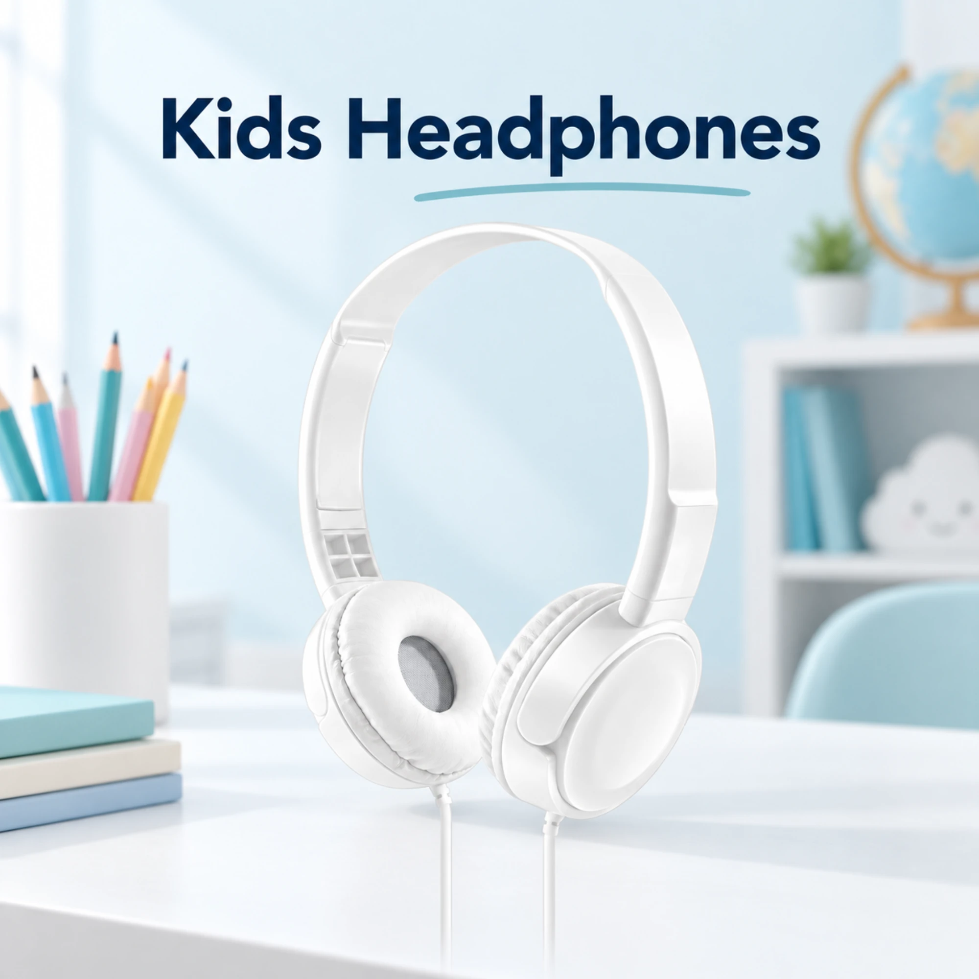 MZ-026 White Kids Headphones — lifestyle