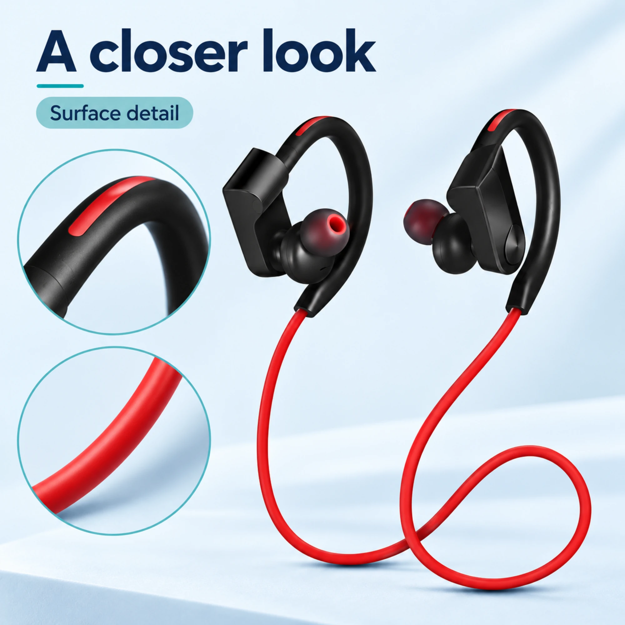 K98 Running Headphones with Ear Hooks — surface detail