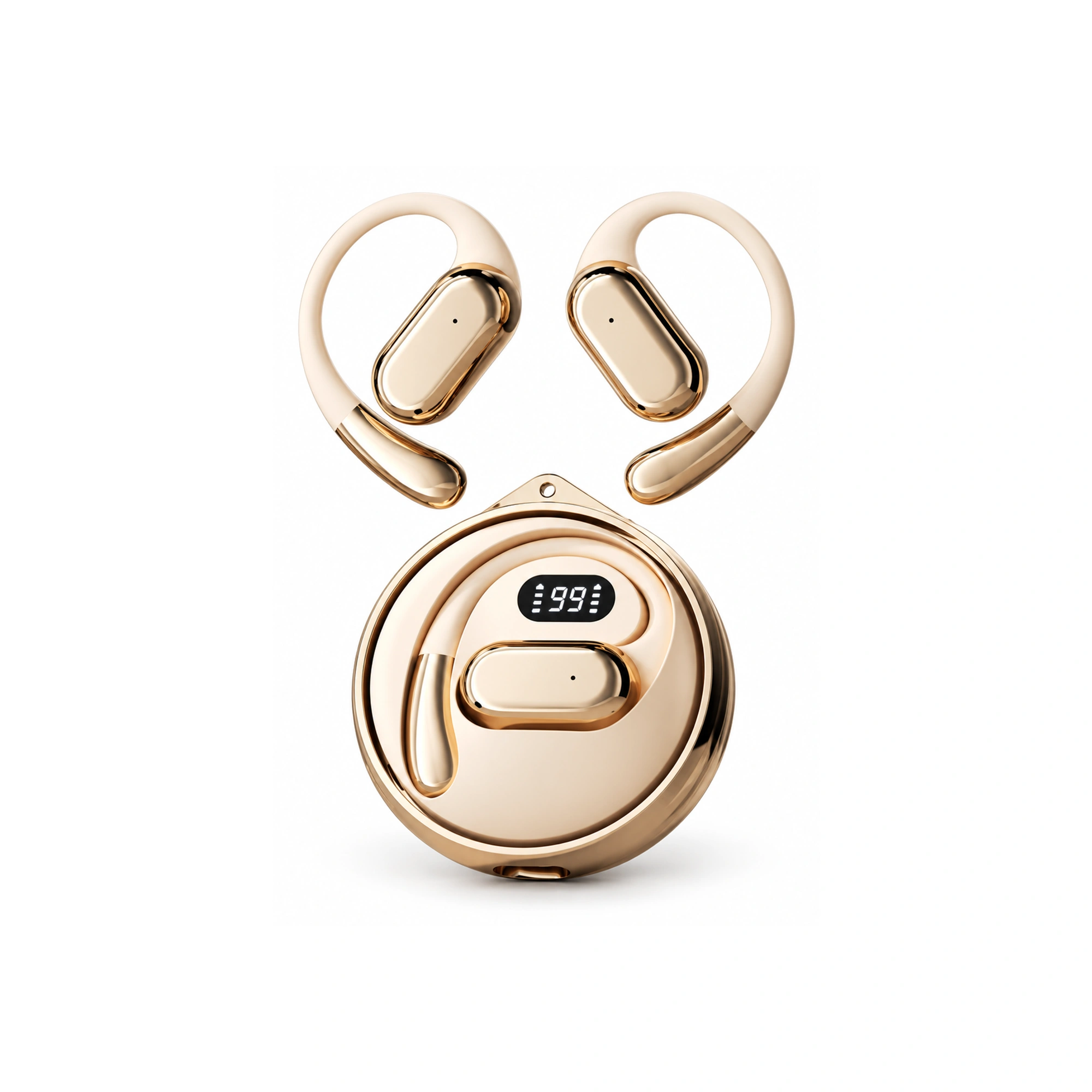 Cream Capsule-Panel Open-Ear Earbuds