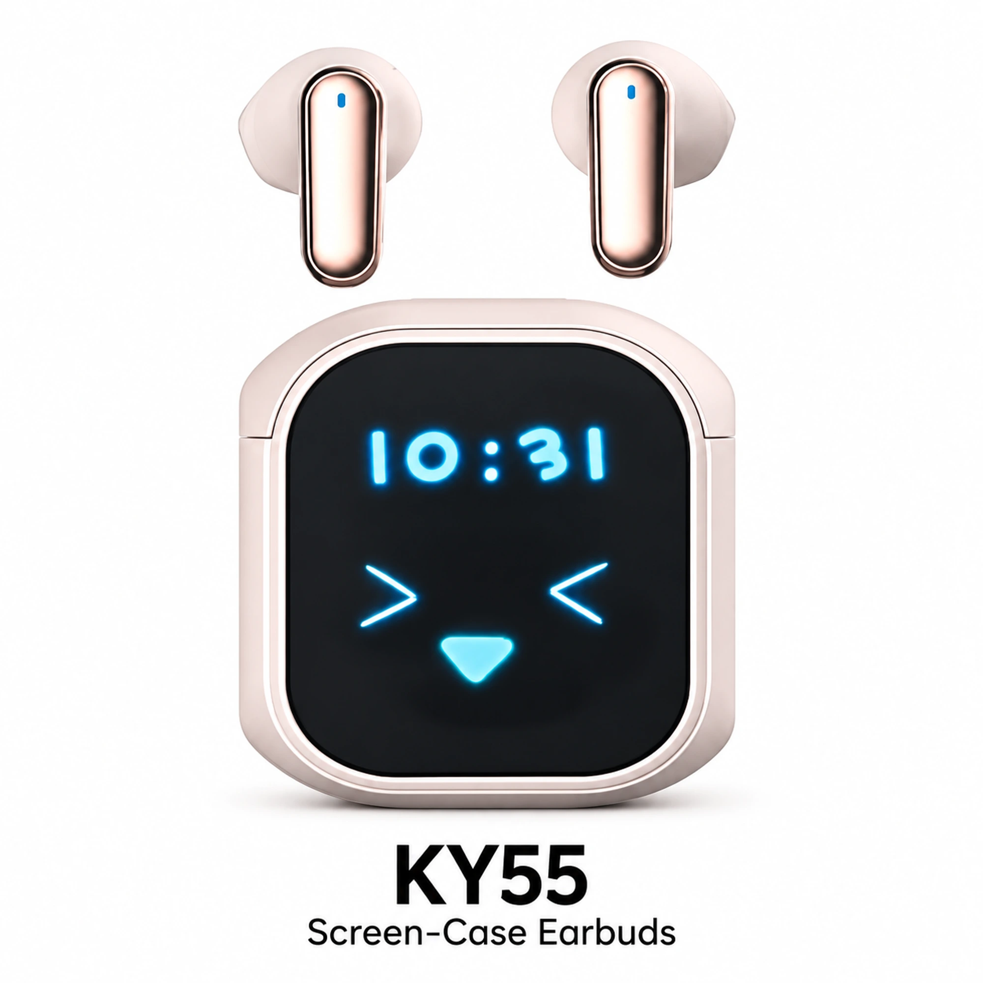 KY55 Rose-Gold Panel Screen-Case Earbuds — alternate view