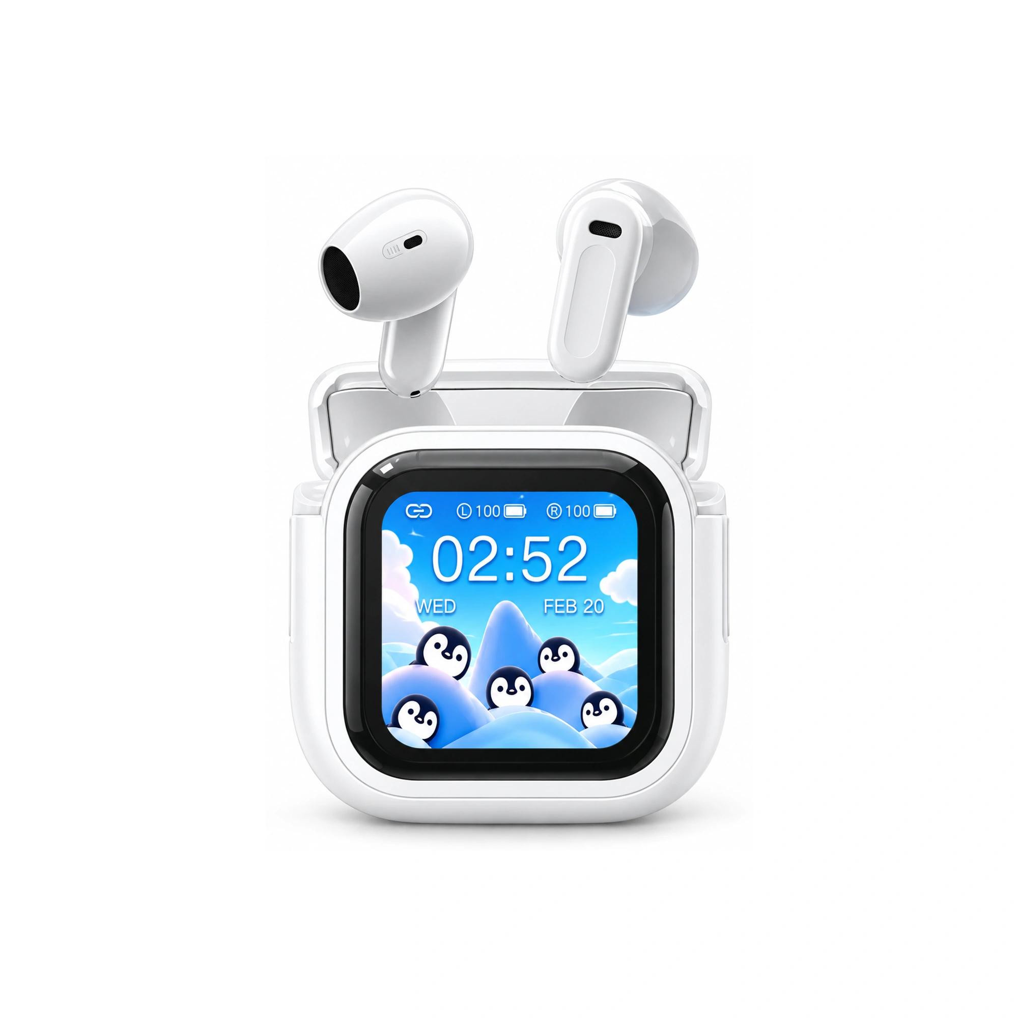 NE20 White Screen-Case Wireless Earbuds