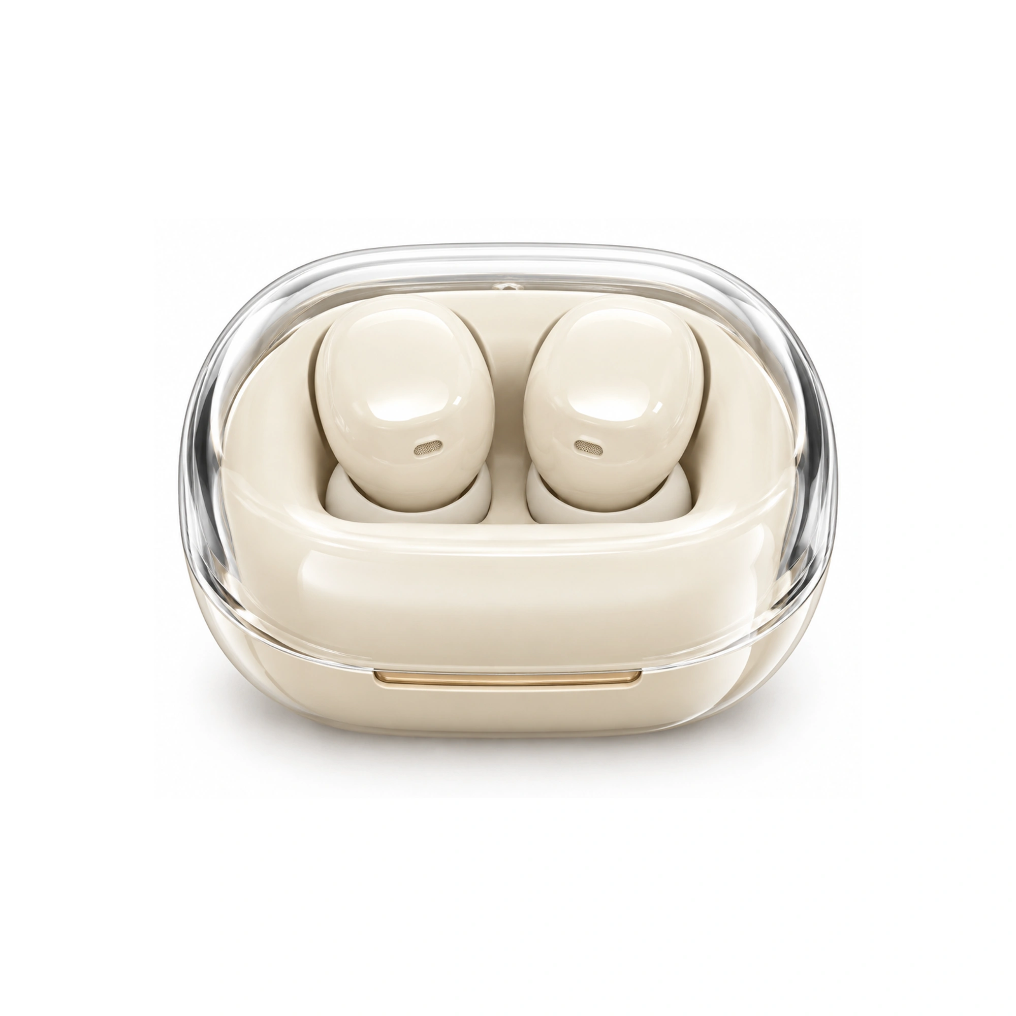 Clear-Lid Cream Mini Wireless Earbuds