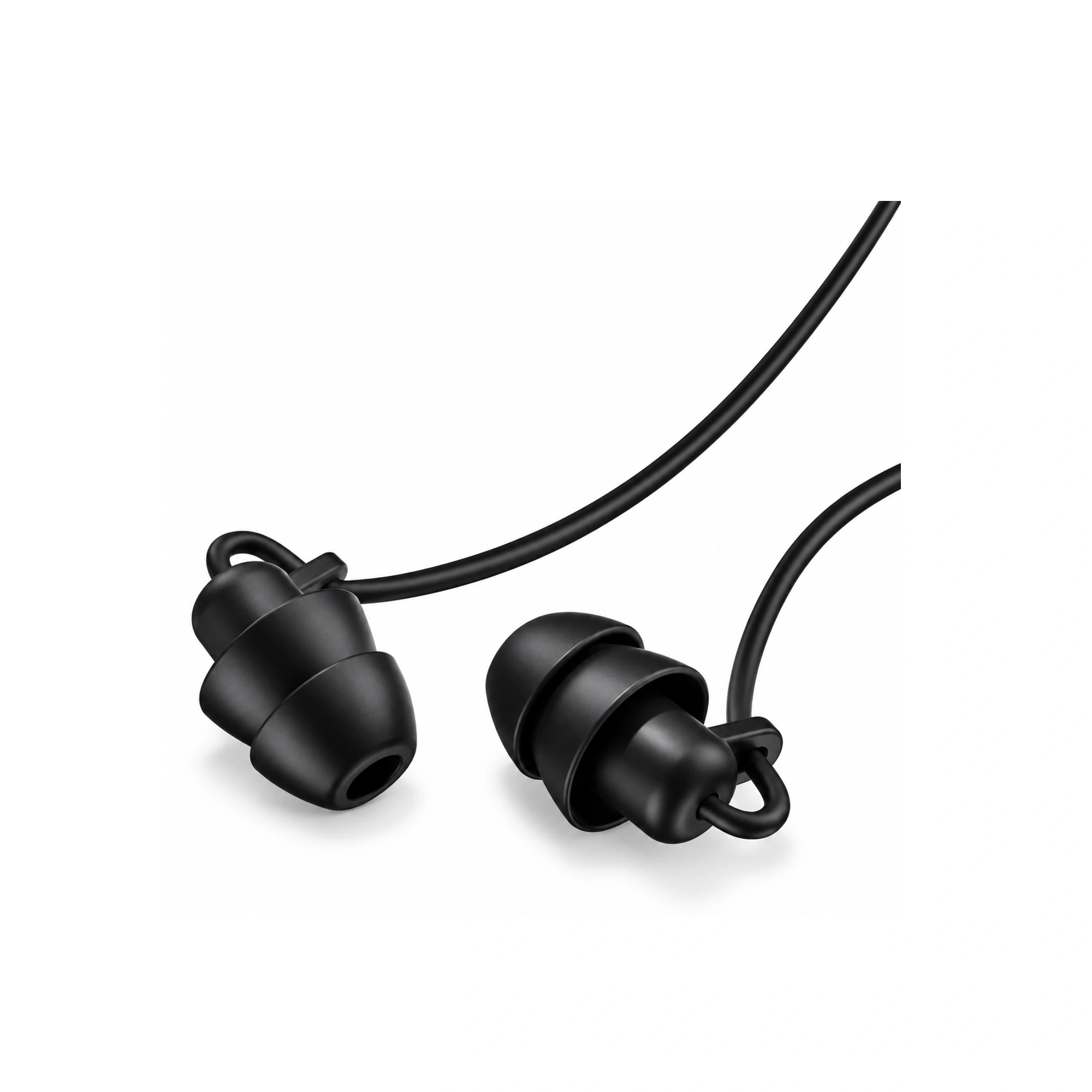 Black Loop-Cable Wired Sleep Earbuds