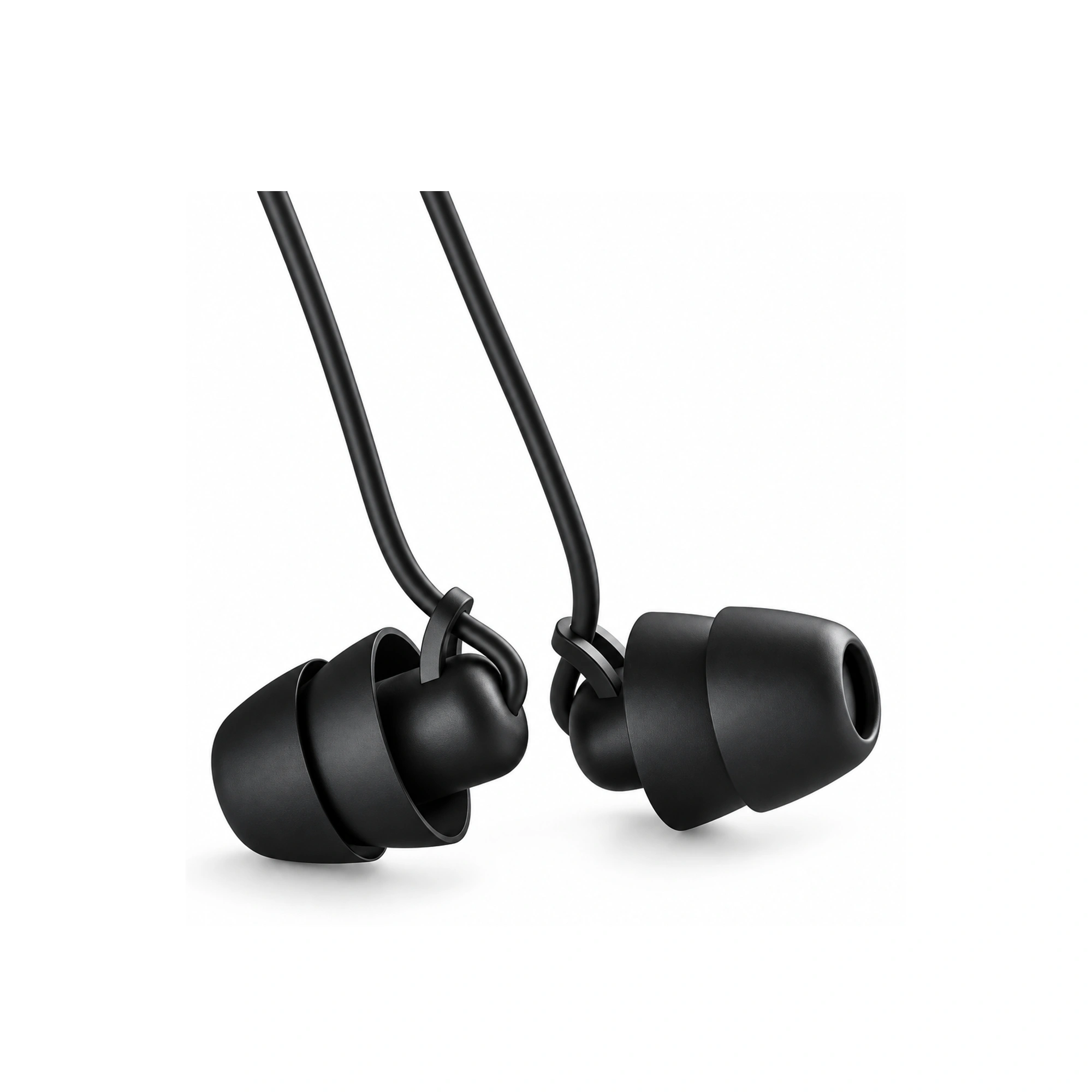 Black Cylinder-Tip Wired Sleep Earbuds