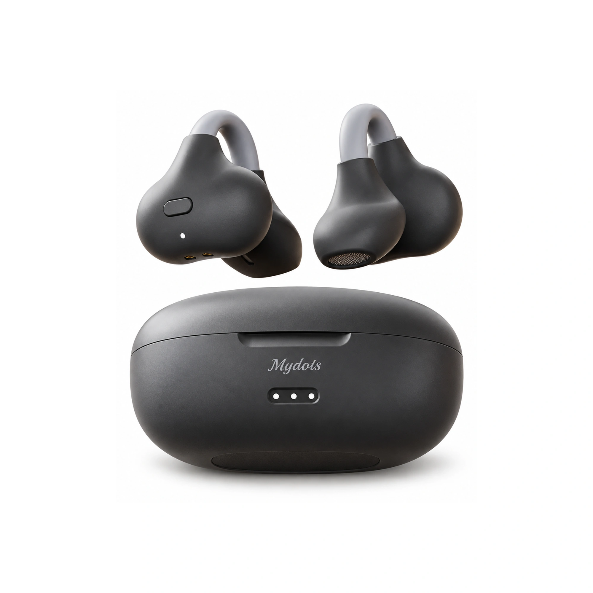 Matte Black Wedge-Panel Wireless Earbuds