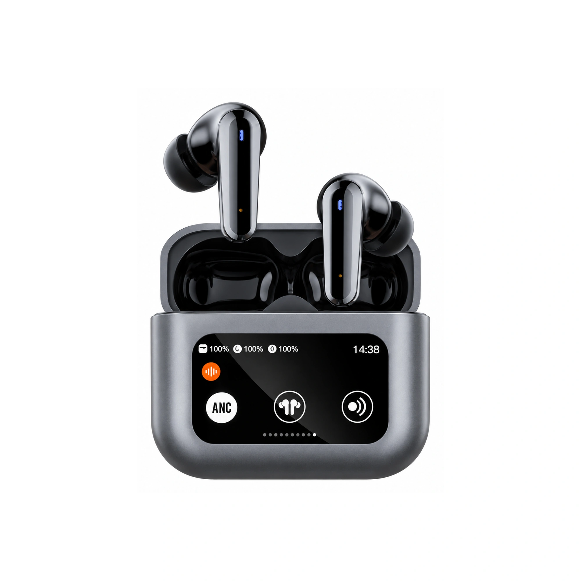 Dark Gray Rectangular Screen-Case Earbuds