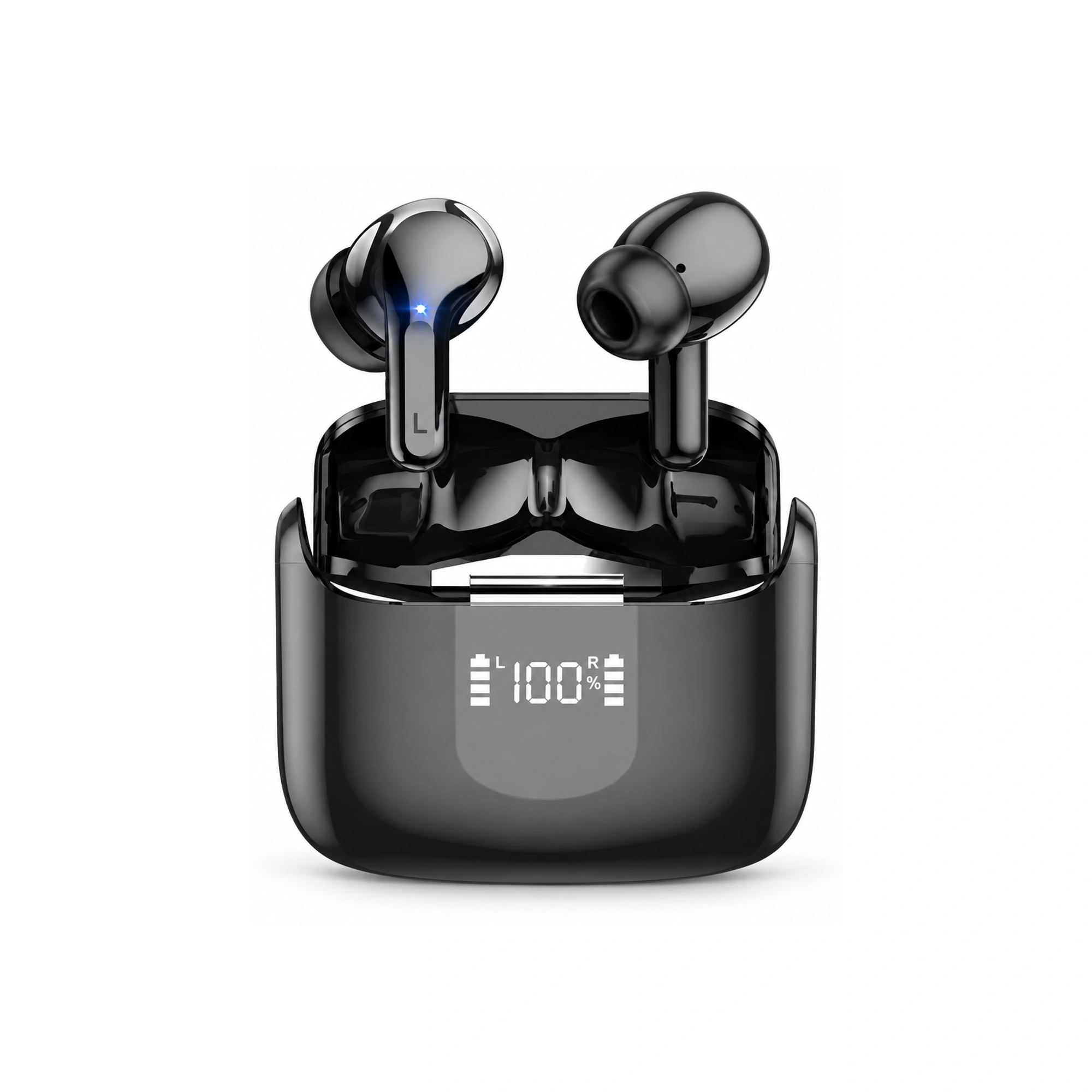 Black Upright Display-Case Wireless Earbuds