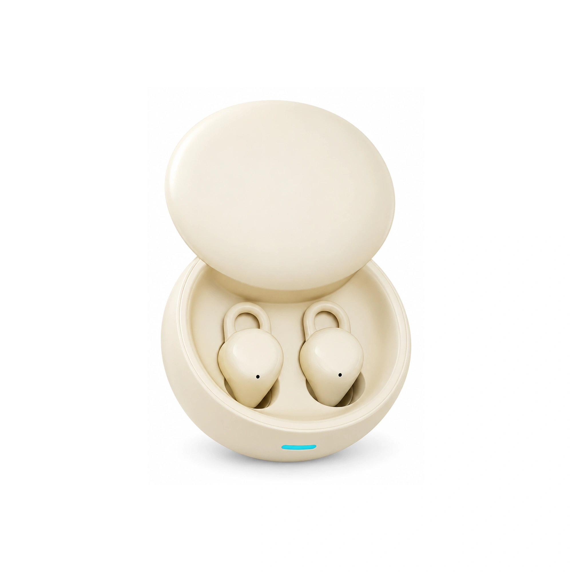 X68 Cream Round-Case Sleep Earbuds
