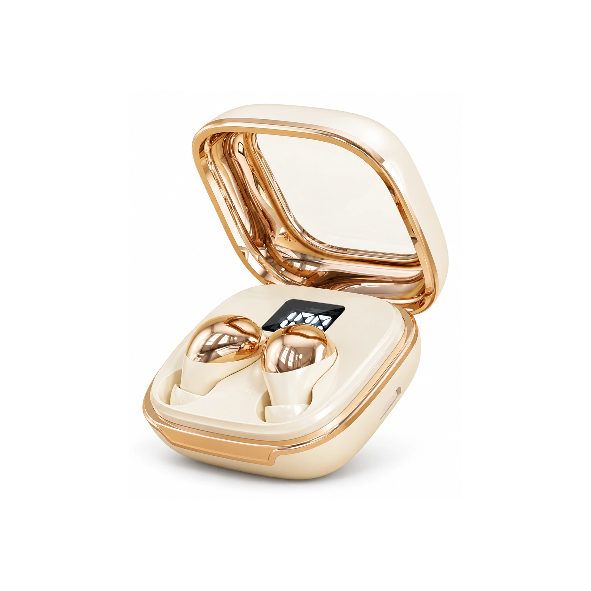 GTM08 Gold Clear-Lid Mini Earbuds