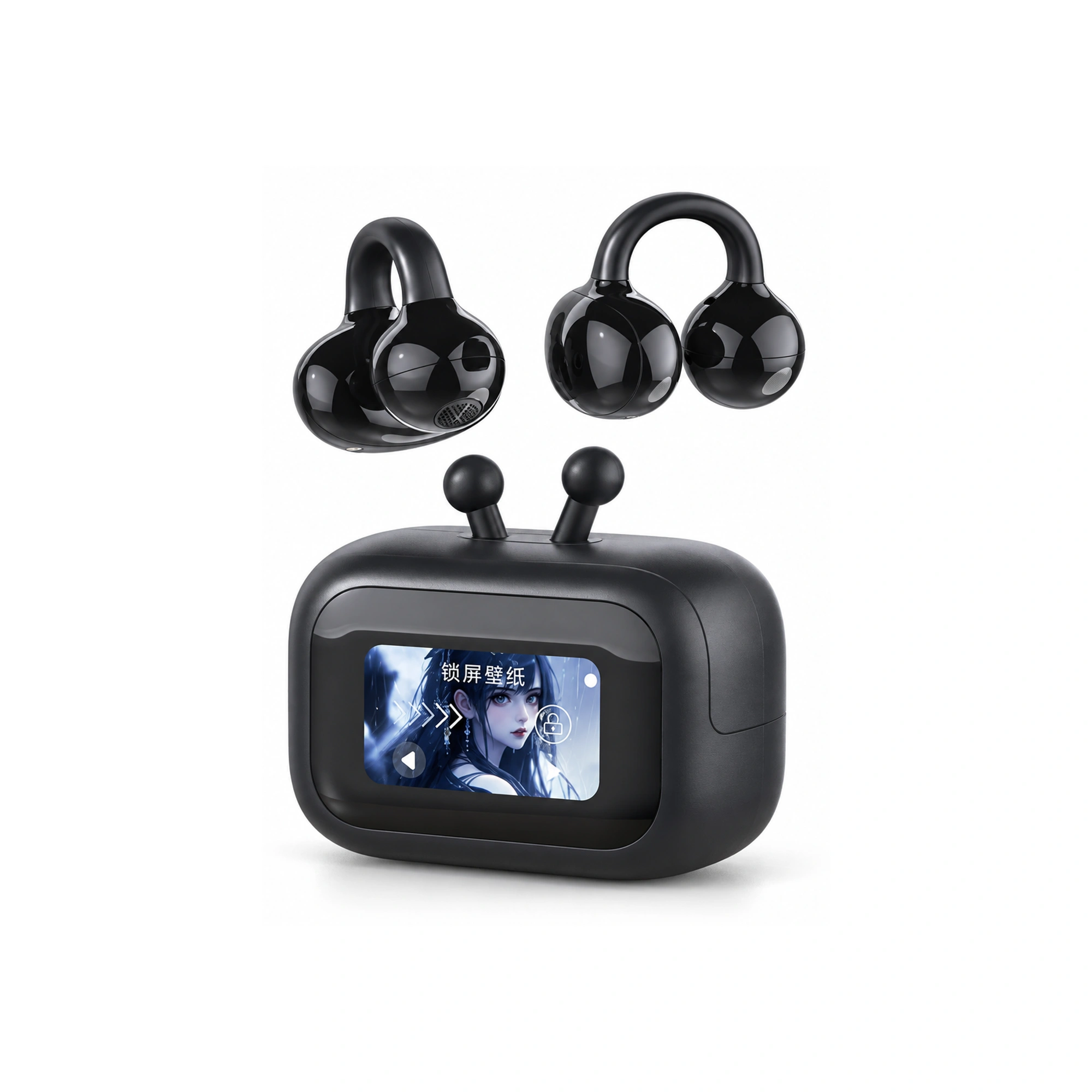 Z13 Black Screen-Case Clip-On Earbuds