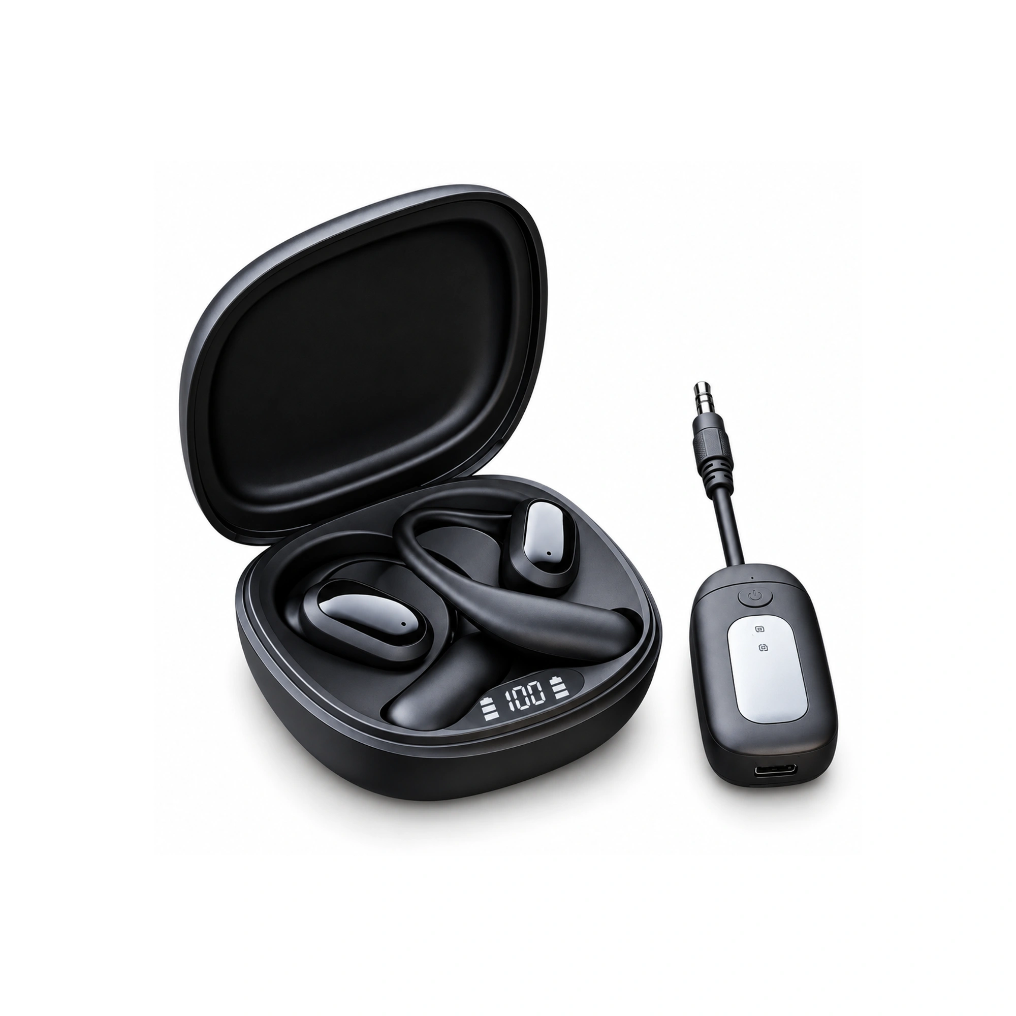 Black Wireless Monitor Earbuds with Receiver