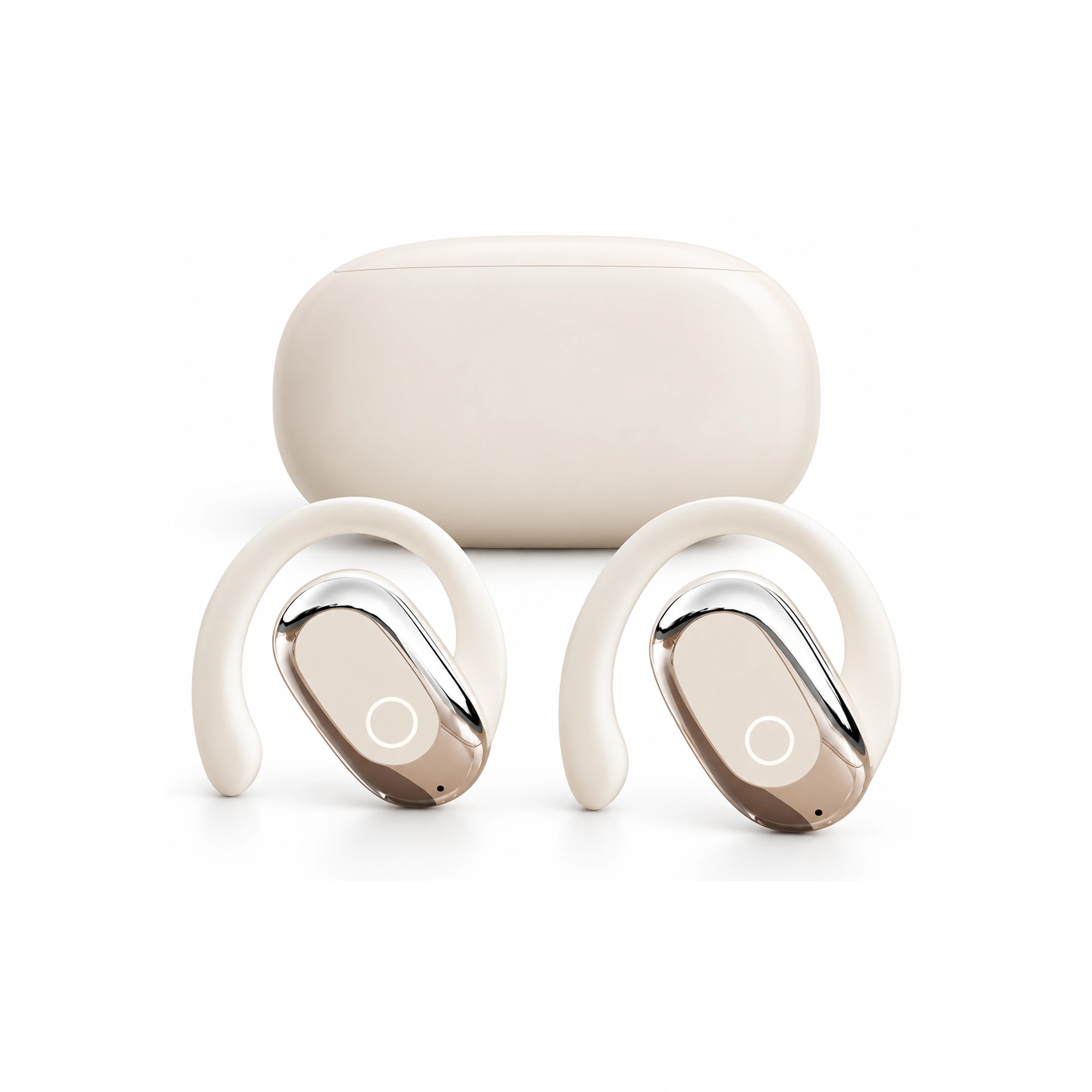Cream Loop-Panel Open-Ear Earbuds