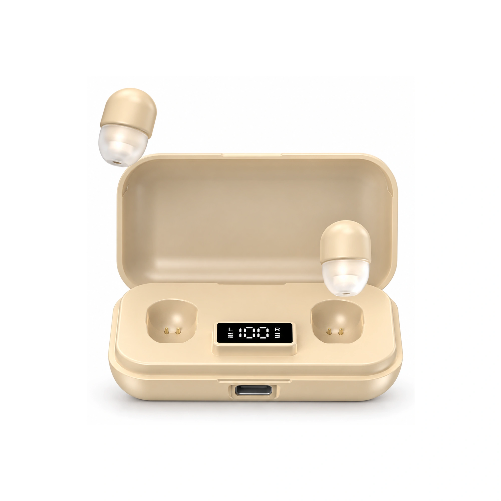 Cream Rectangular-Case Mini Sleep Earbuds