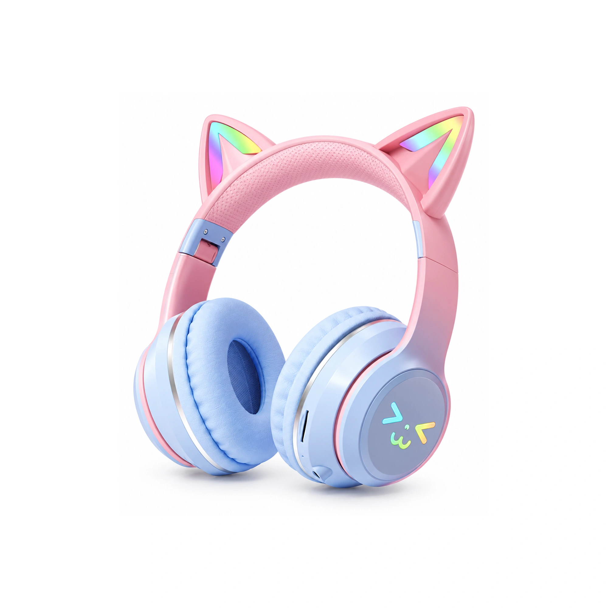 BT618 Cuffie con orecchie da gatto rosa e blu