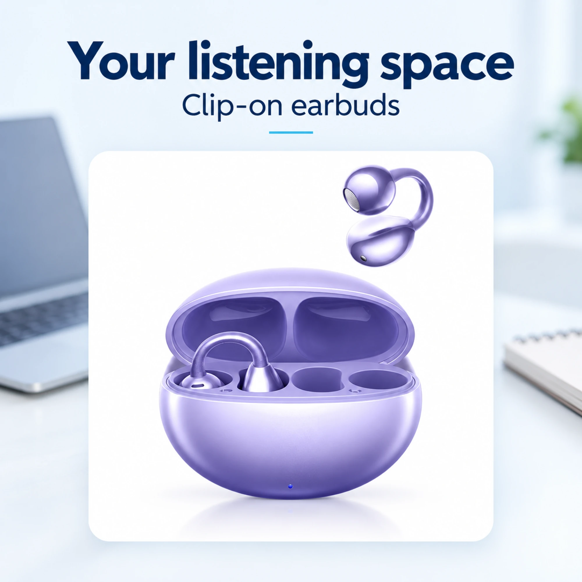 Purple Pear-Lobe Clip-On Earbuds — lifestyle