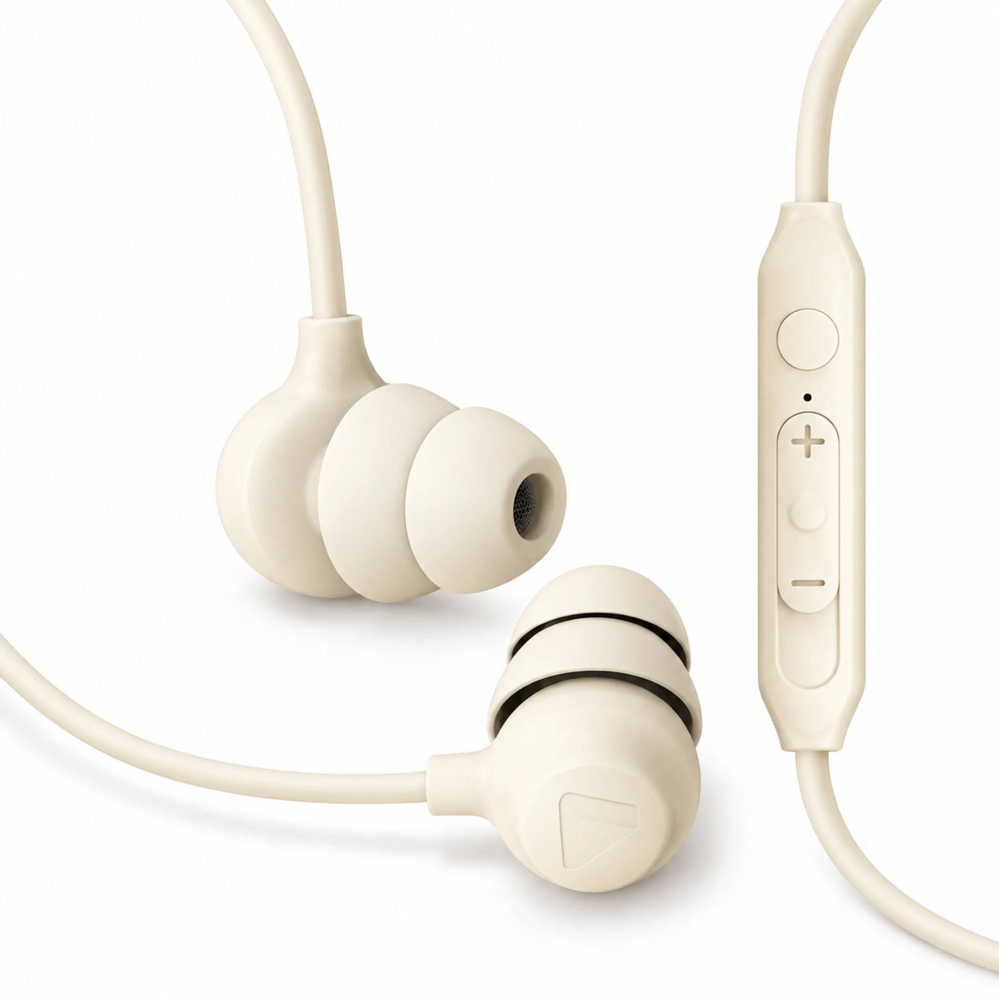 S11 Cream Wired Sleep Earbuds with Stepped Tips