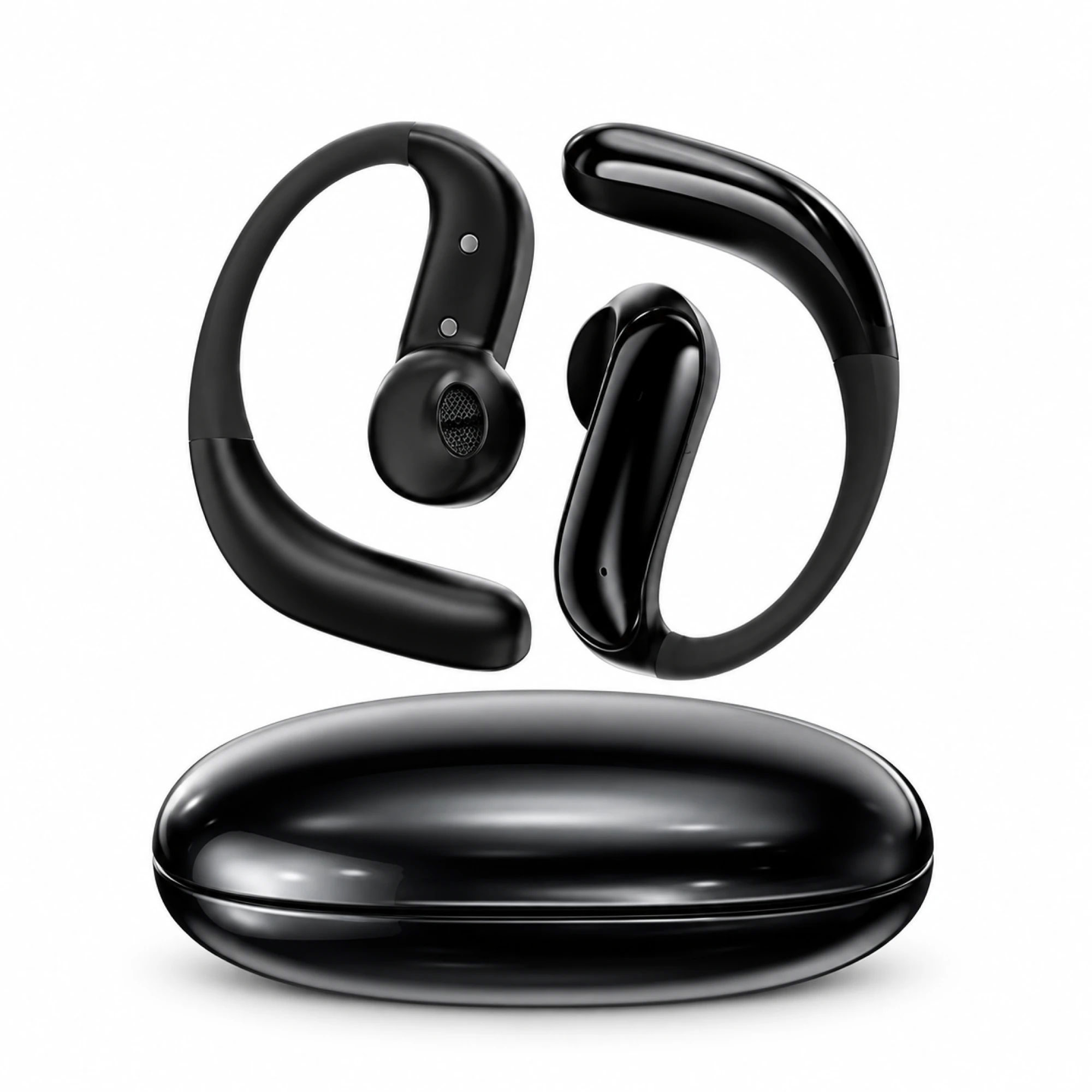 Slim Black Open-Ear Earbuds