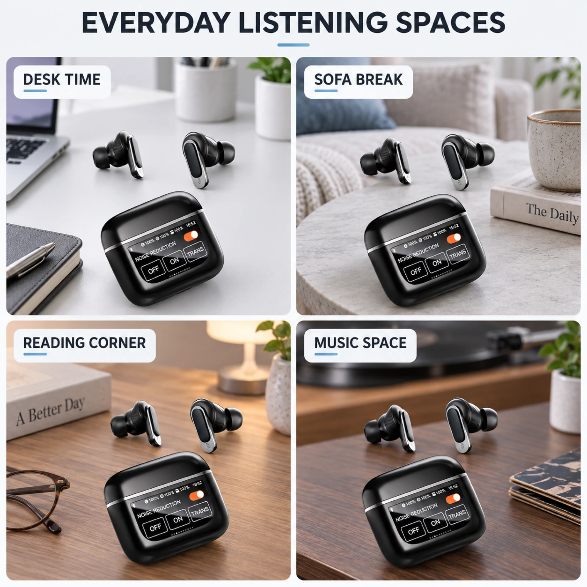 V8 ANC Earbuds with Screen Charging Case — lifestyle