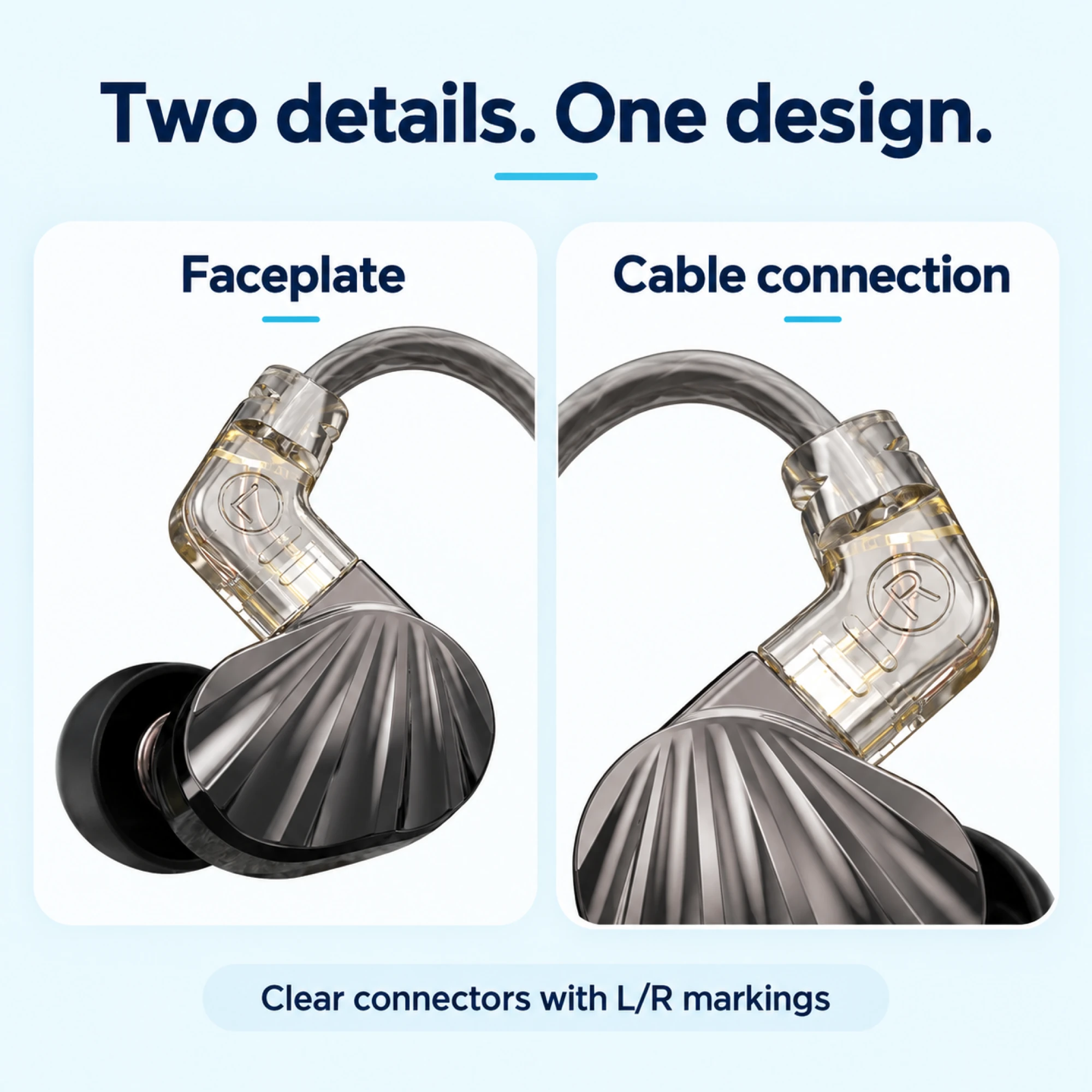 X5 Pro Fluted Faceplate In-Ear Monitors — design details