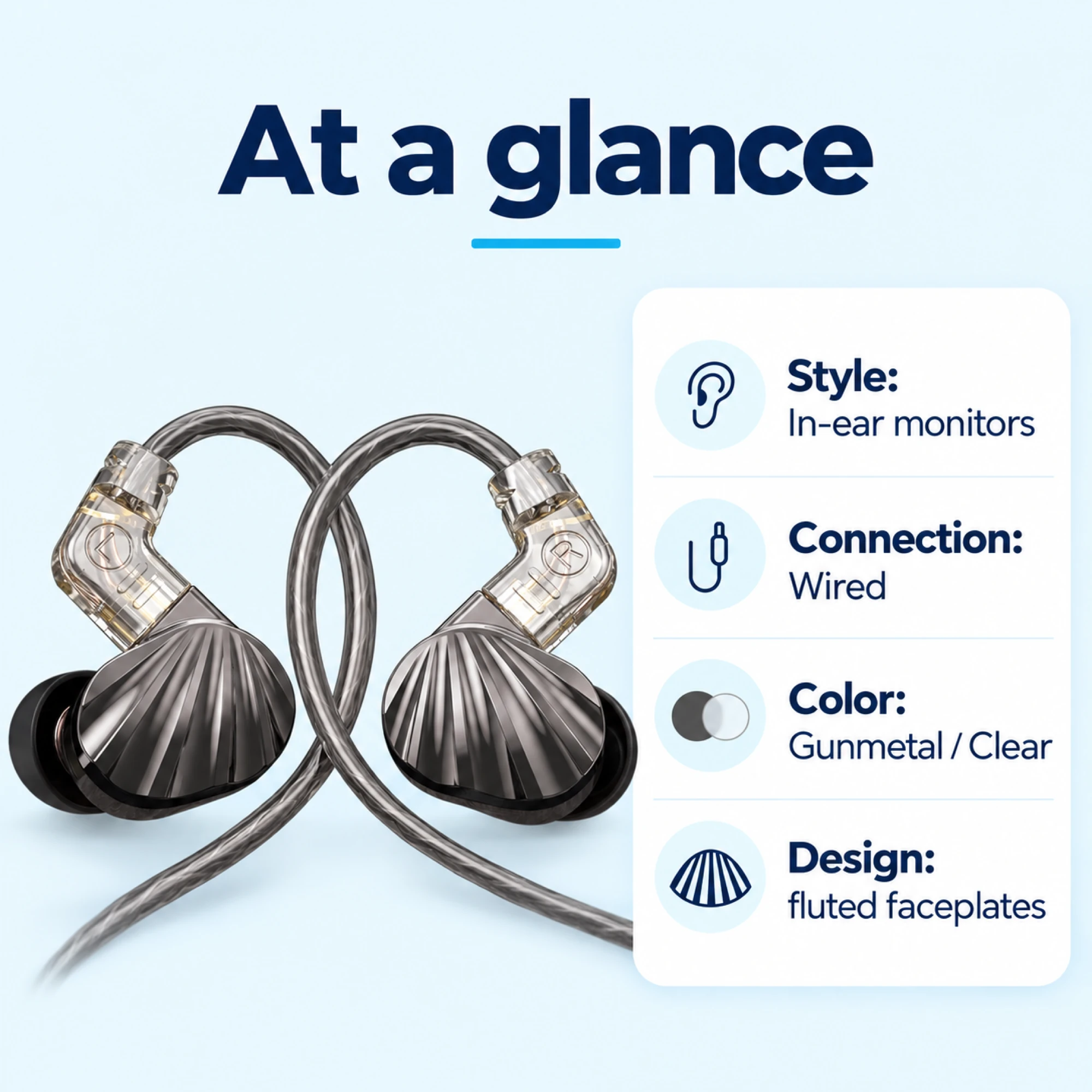 X5 Pro Fluted Faceplate In-Ear Monitors — at a glance
