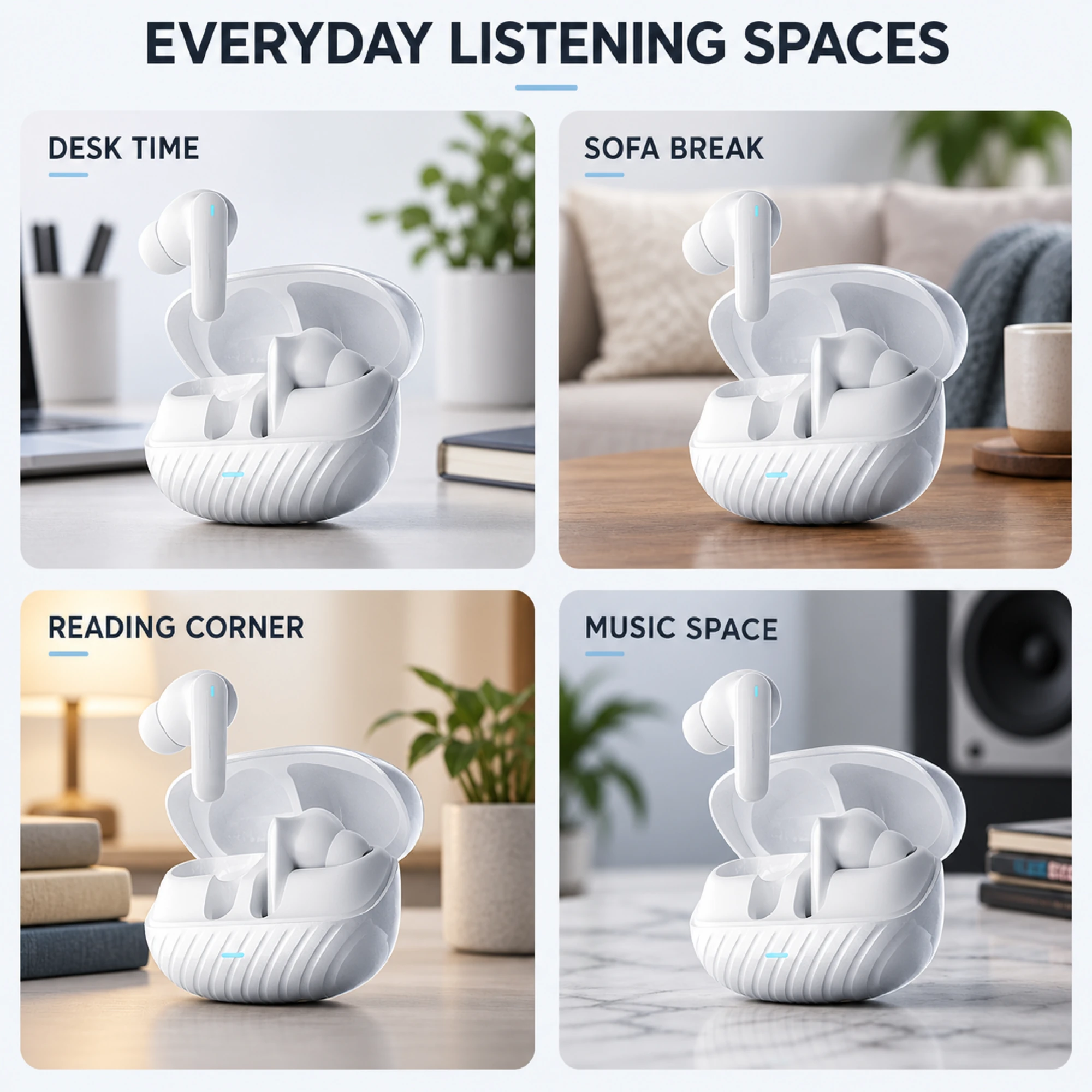 Real2Pro White ANC Earbuds with Ripple Case — lifestyle