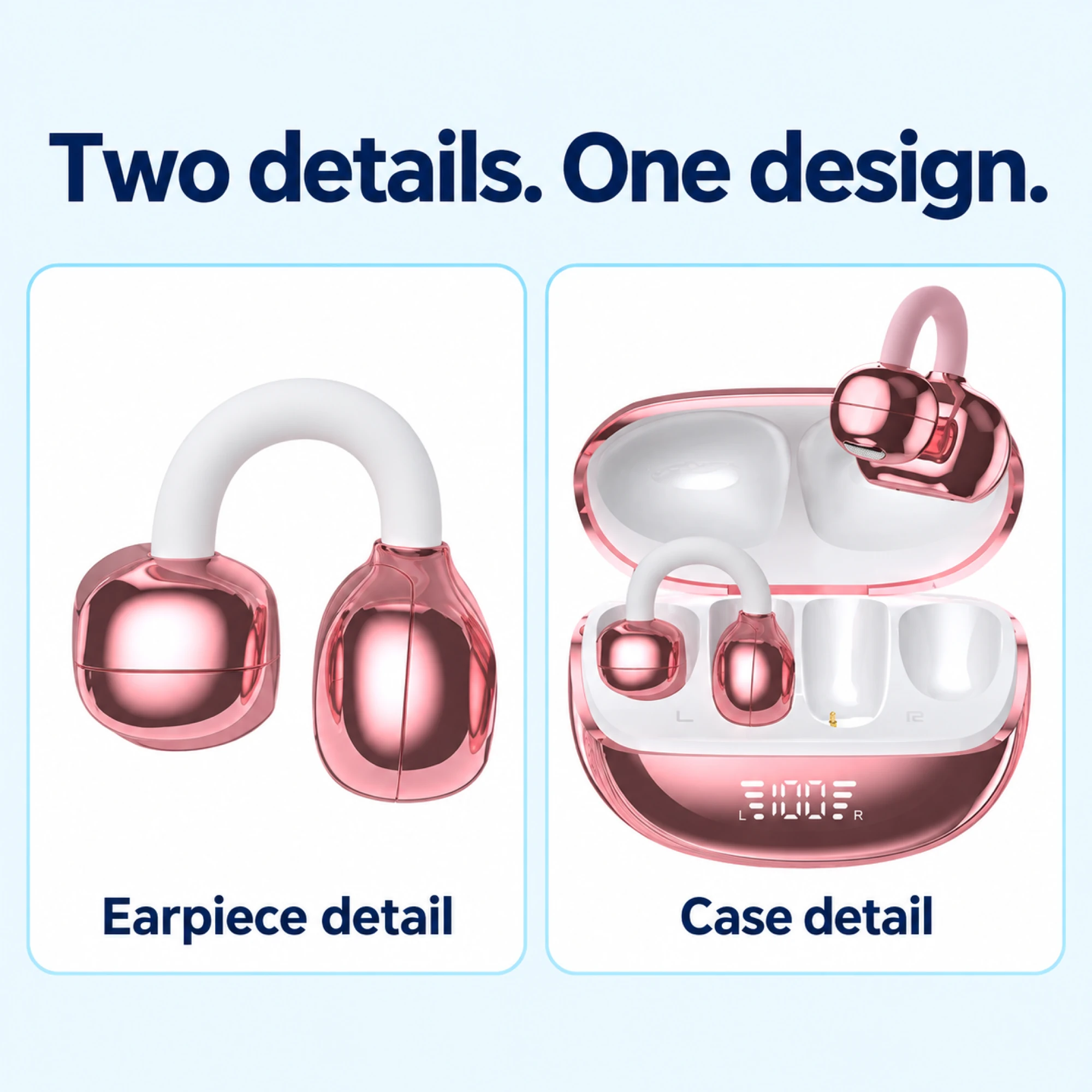 Pink Cuboid-Lobe Clip-On Earbuds — design details