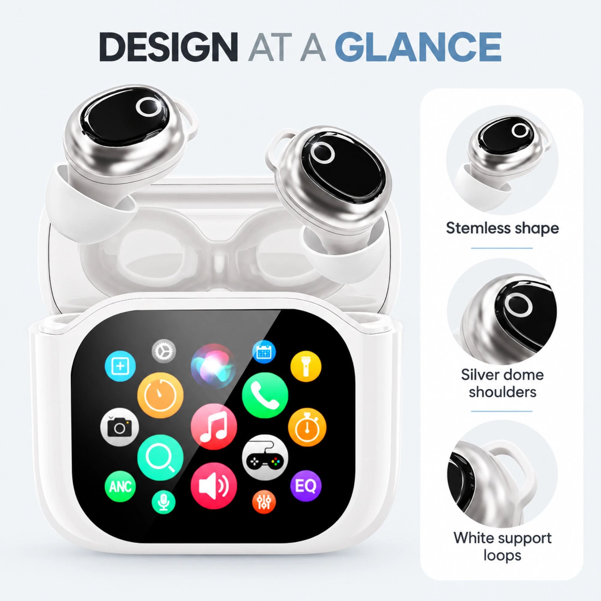 JM28 Silver-Dome Translation Earbuds — design details