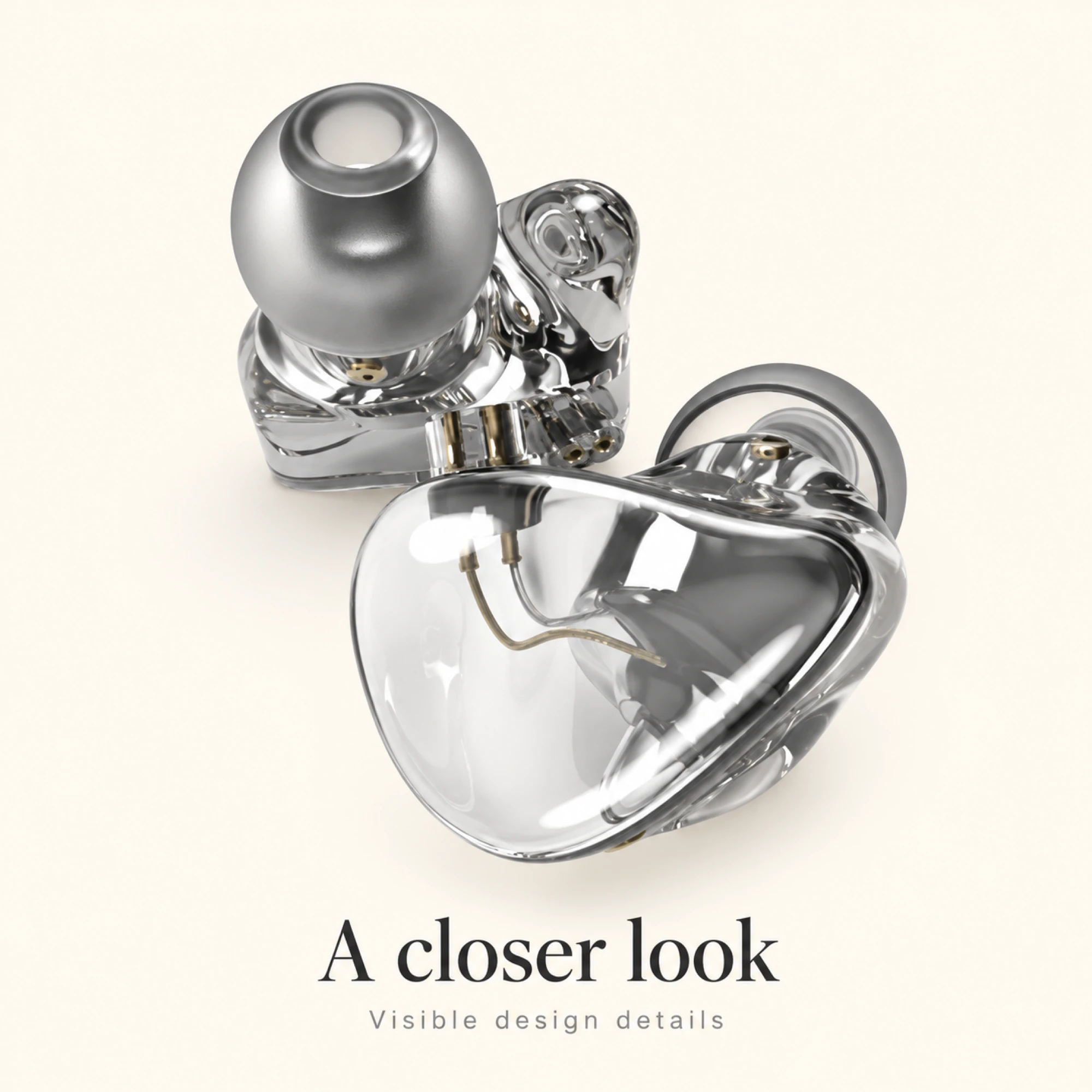 H1SP8 Transparent Resin In-Ear Monitors — surface detail