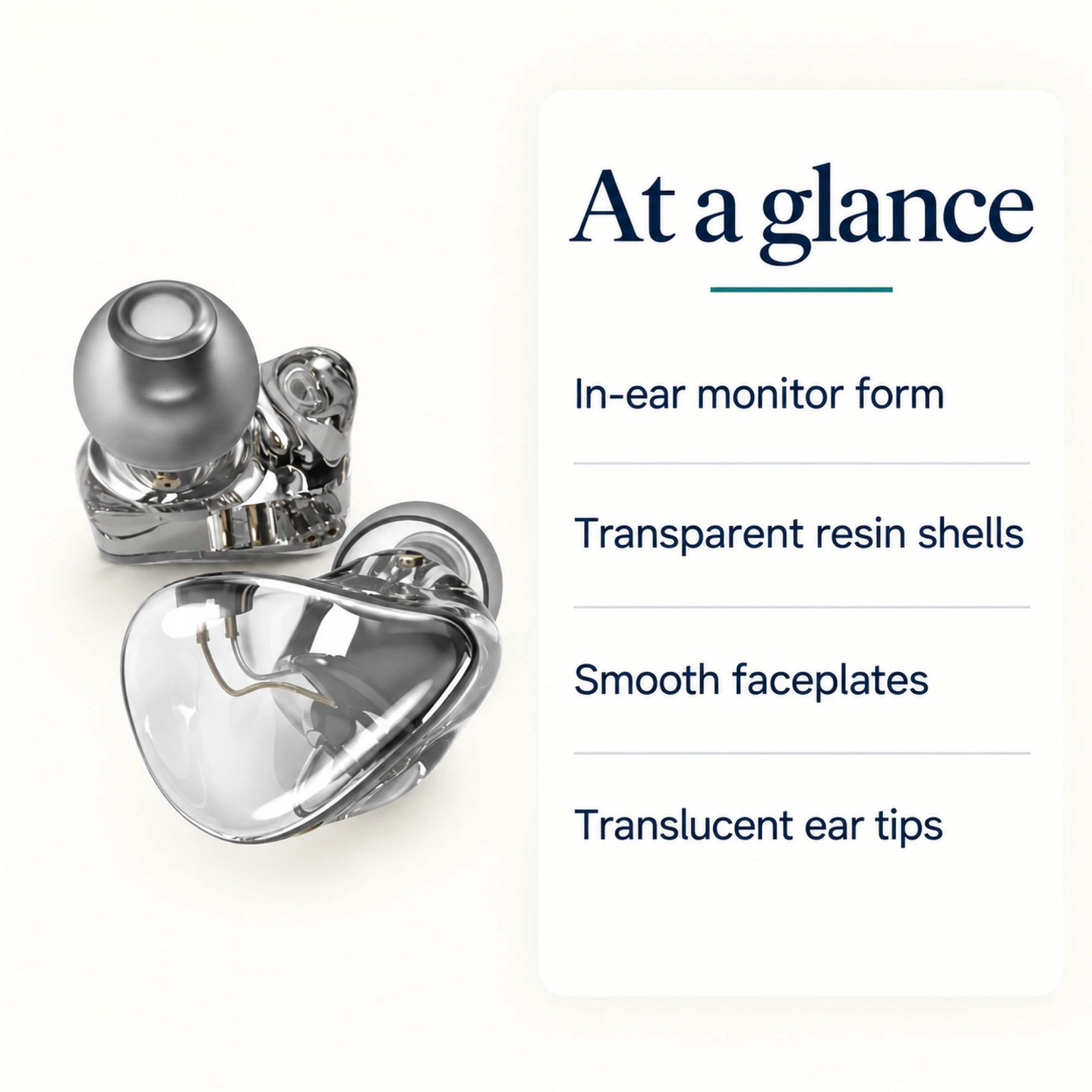 H1SP8 Transparent Resin In-Ear Monitors — at a glance
