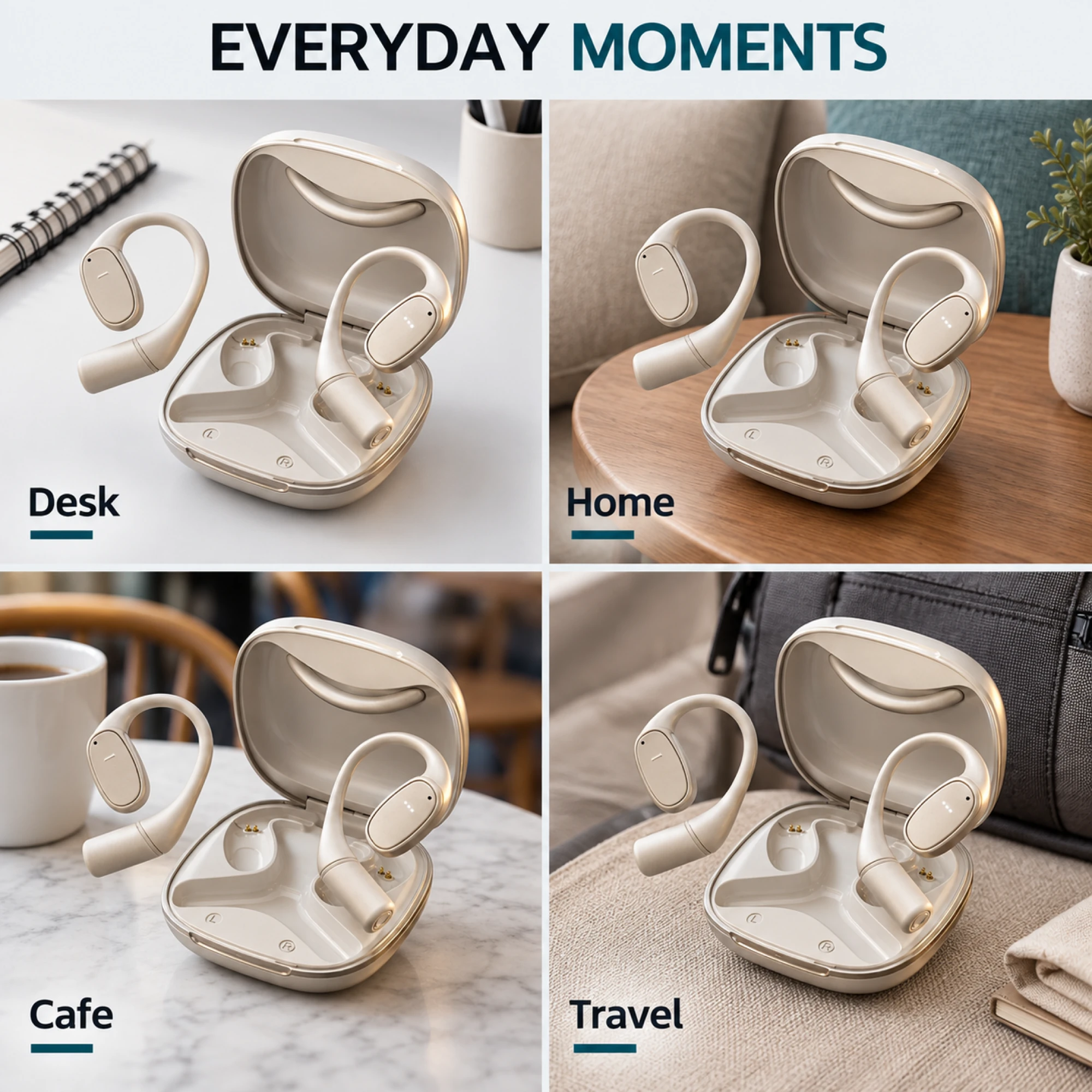 Champagne Wave-Case Open-Ear Earbuds — lifestyle