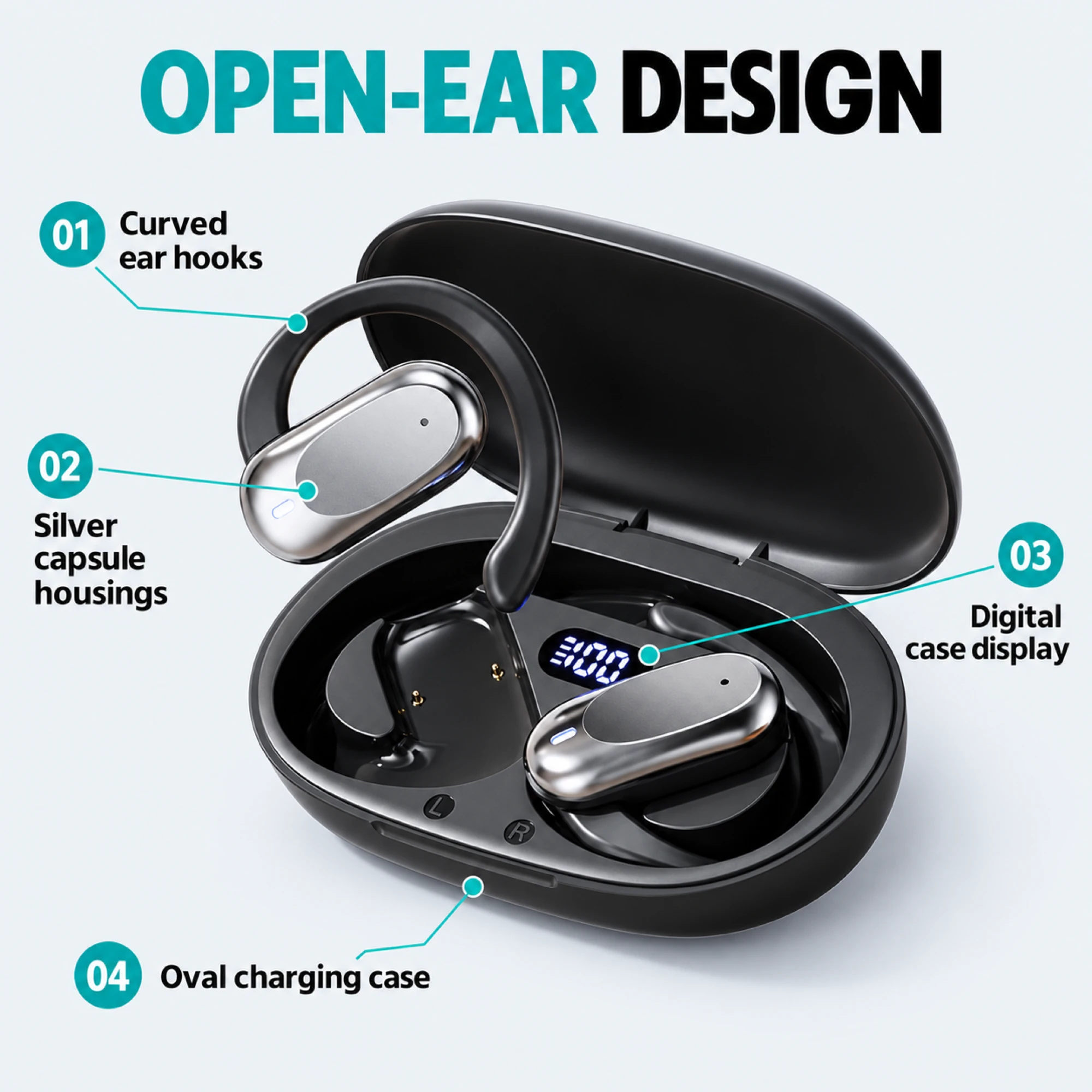 Silver Capsule Open-Ear Earbuds — alternate view