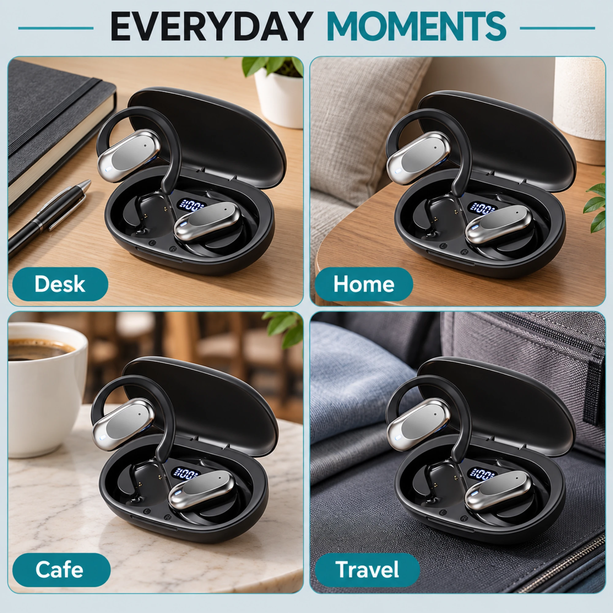 Silver Capsule Open-Ear Earbuds — lifestyle