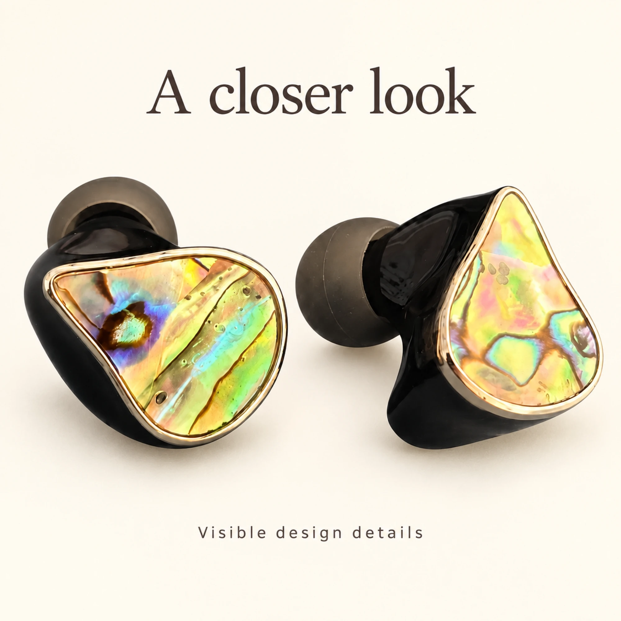 Abalone-Finish Resin In-Ear Monitors — surface detail