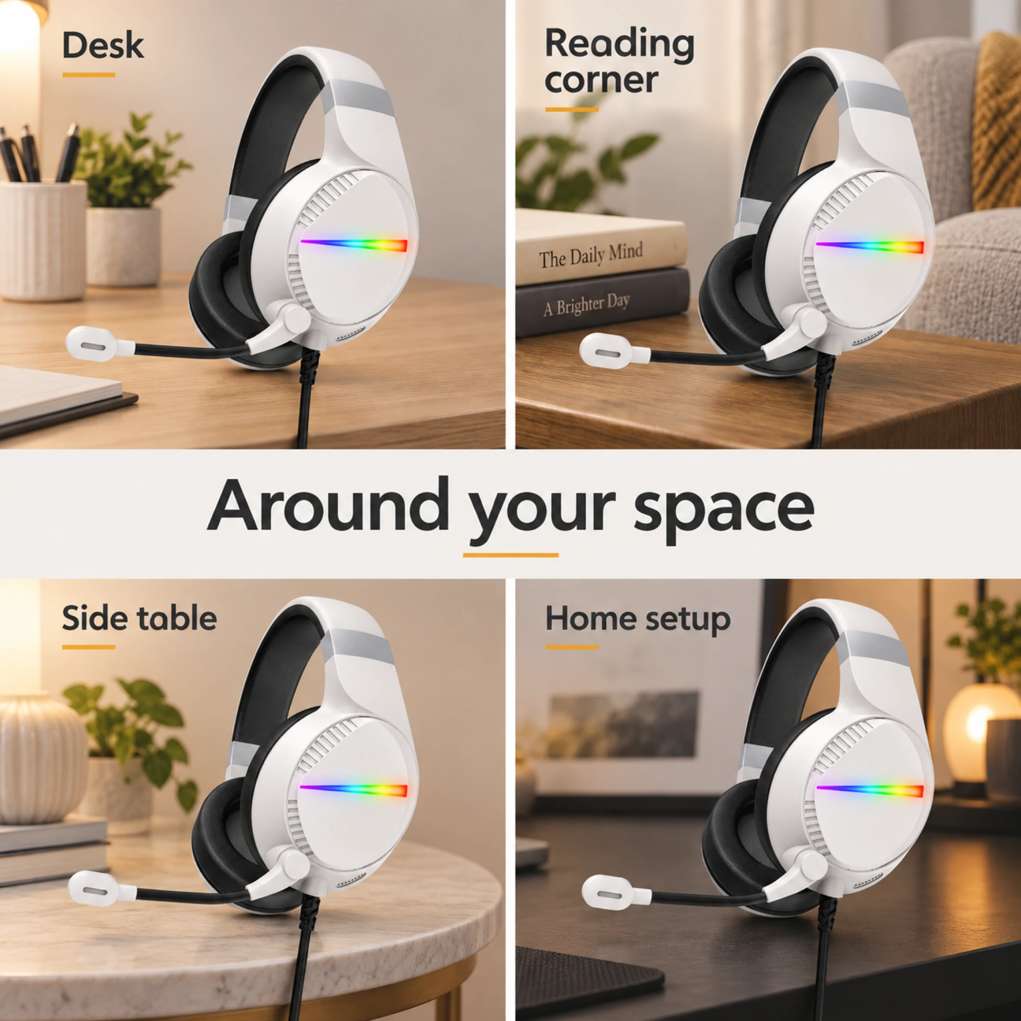 White Light-Strip Wired Gaming Headset — lifestyle