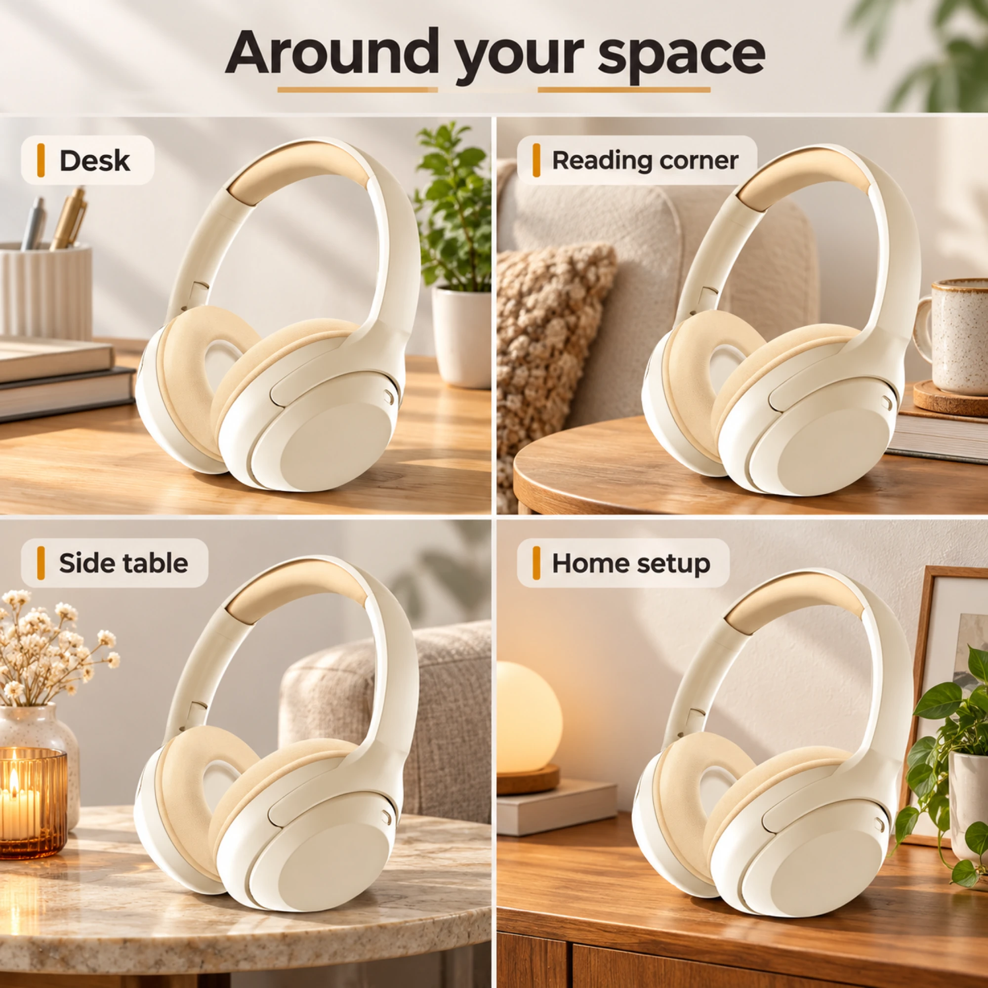 MX-8 Cream Wireless Headphones — lifestyle