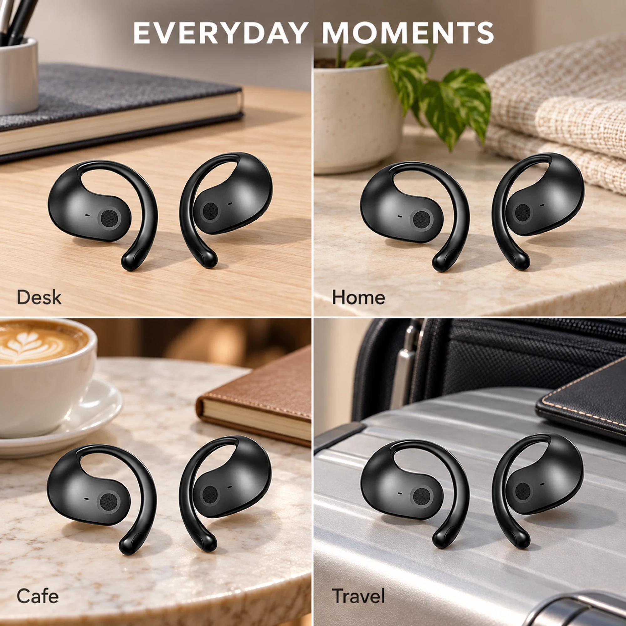 Black Comma Open-Ear Earbuds — lifestyle