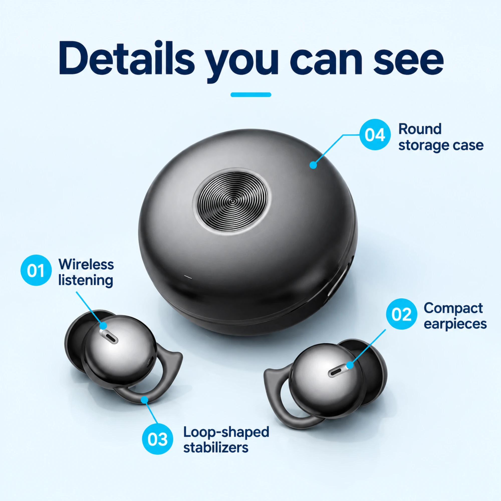 Black Loop-Stabilizer Wireless Earbuds — alternate view